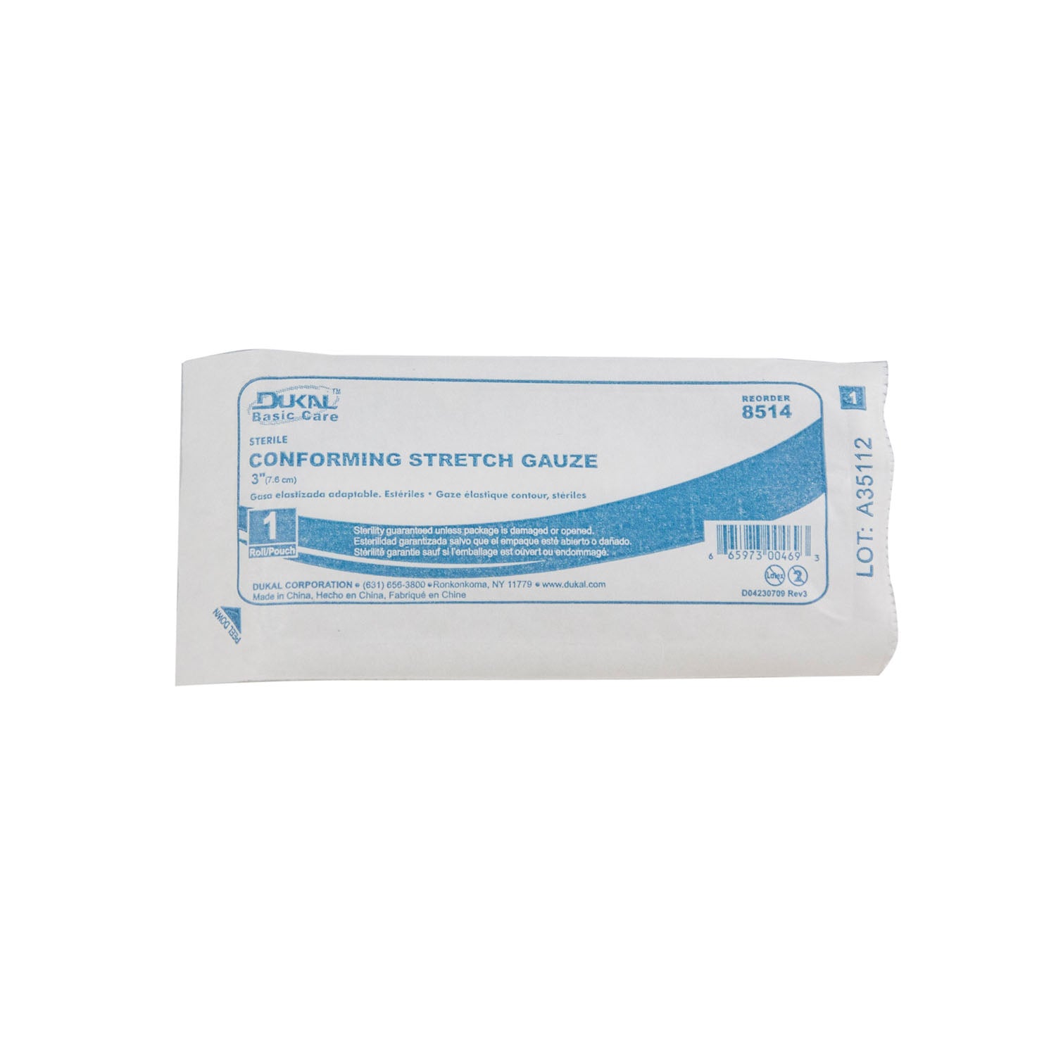 DUKAL BASIC CONFORMING STRETCH GAUZE "Conforming Stretch Gauze, 3\" Sterile, 12 rl/bg, 8 bg/cs"