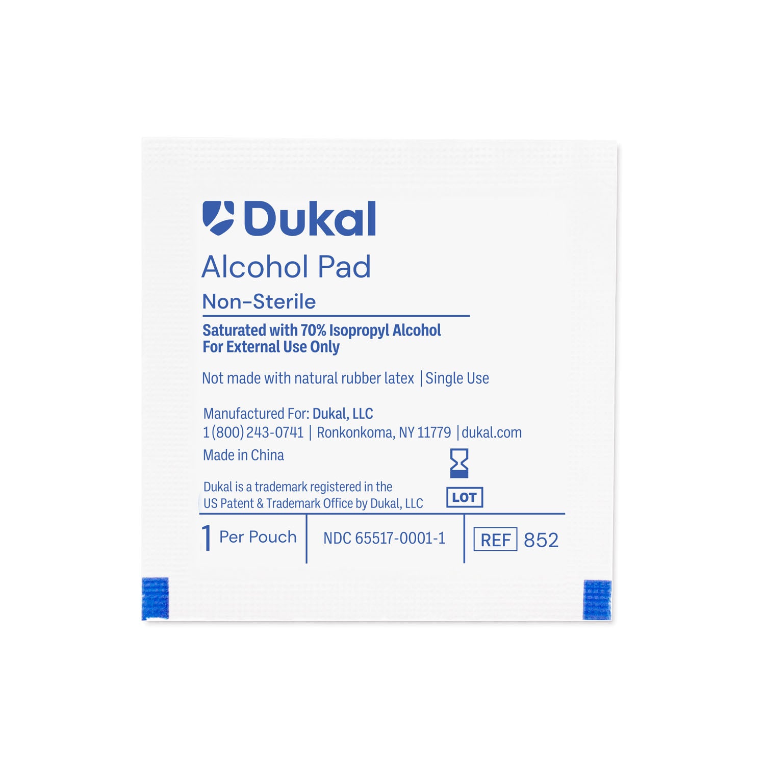 DUKAL ALCOHOL PADS Alcohol Prep Pad, Medium, Non-Sterile, Bulk, 1000/bx, 4 bx/cs