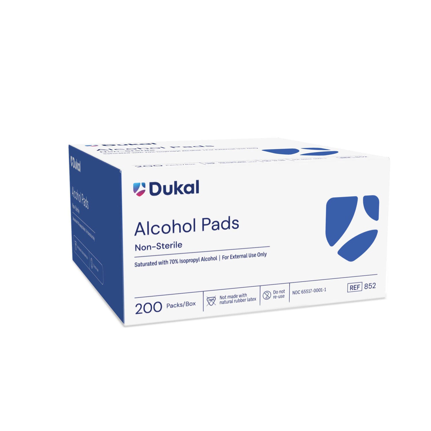 DUKAL ALCOHOL PADS Alcohol Prep Pad, Medium, 2-Ply, Non-Sterile, 200/bx, 20 bx/cs (120 cs/plt)