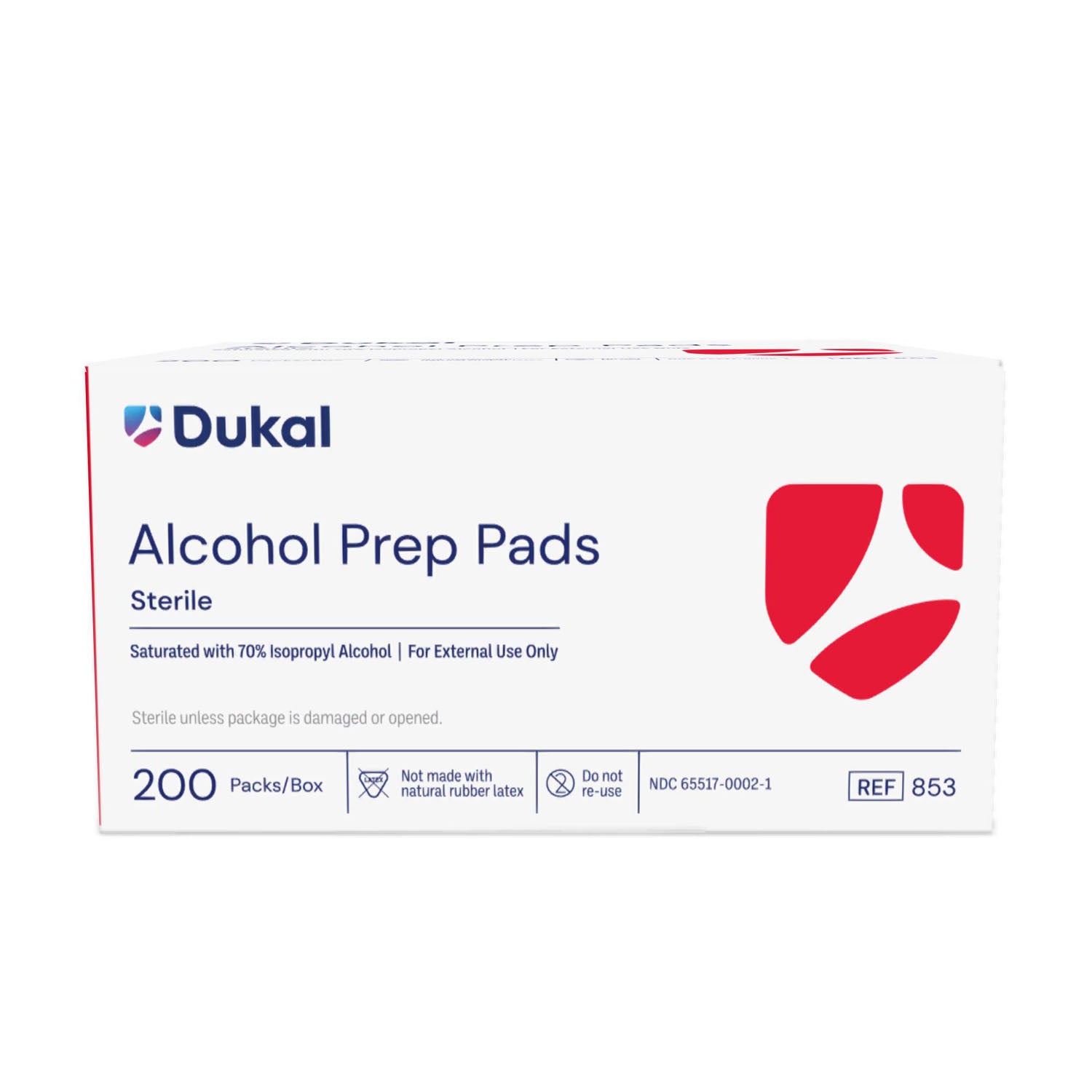 DUKAL ALCOHOL PADS Alcohol Prep Pads, Medium, 2-Ply, Sterile, 200/bx, 20 bx/cs (70 cs/plt) (Not Available for sale into Canada)