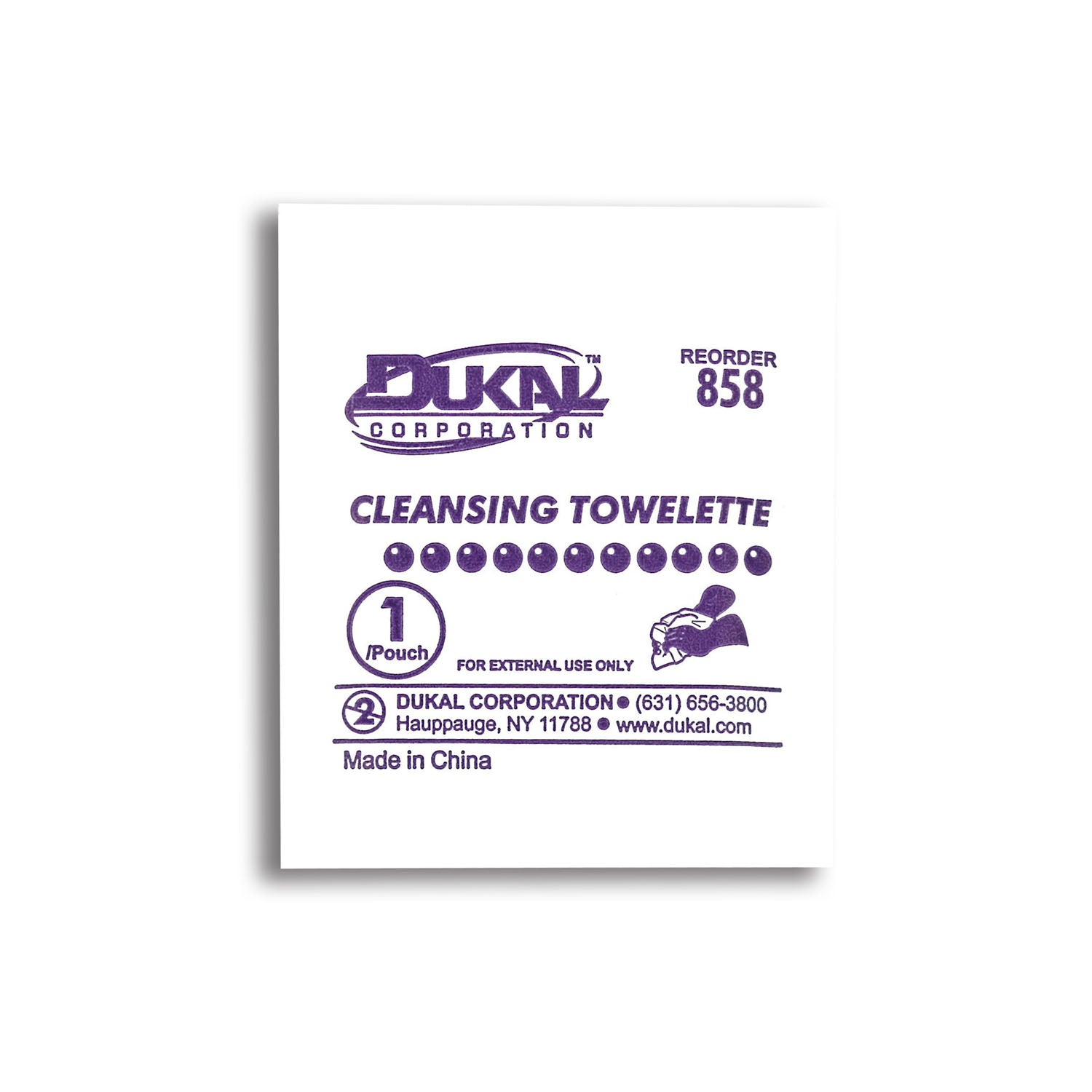 DUKAL CLEANSING TOWELETTE "Cleansing Towelette, 5\" x 8\", 1/pk, 100 pk/bx, 20 bx/cs"