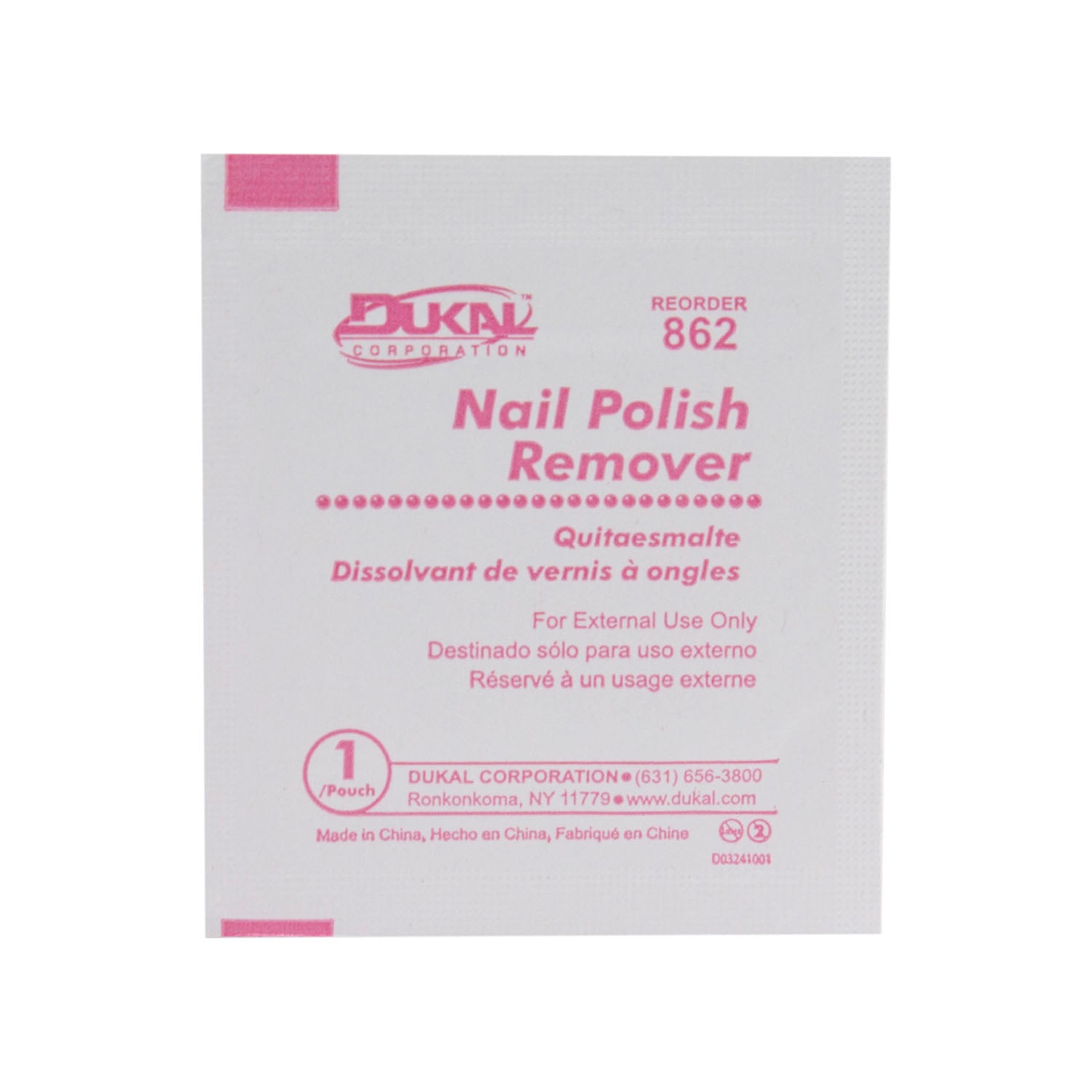 DUKAL NAIL POLISH REMOVER Nail Polish Remover Pads, 1/pk, 100 pk/bx, 10 bx/cs