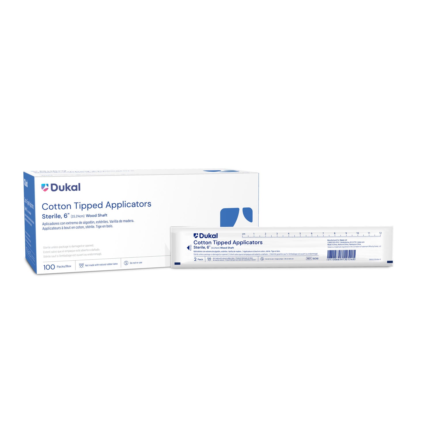 DUKAL COTTON TIPPED APPLICATORS "Applicator, 6\" Cotton Tip, Sterile, 2/pk, 100 pk/bx, 10 bx/cs (60 cs/plt)"