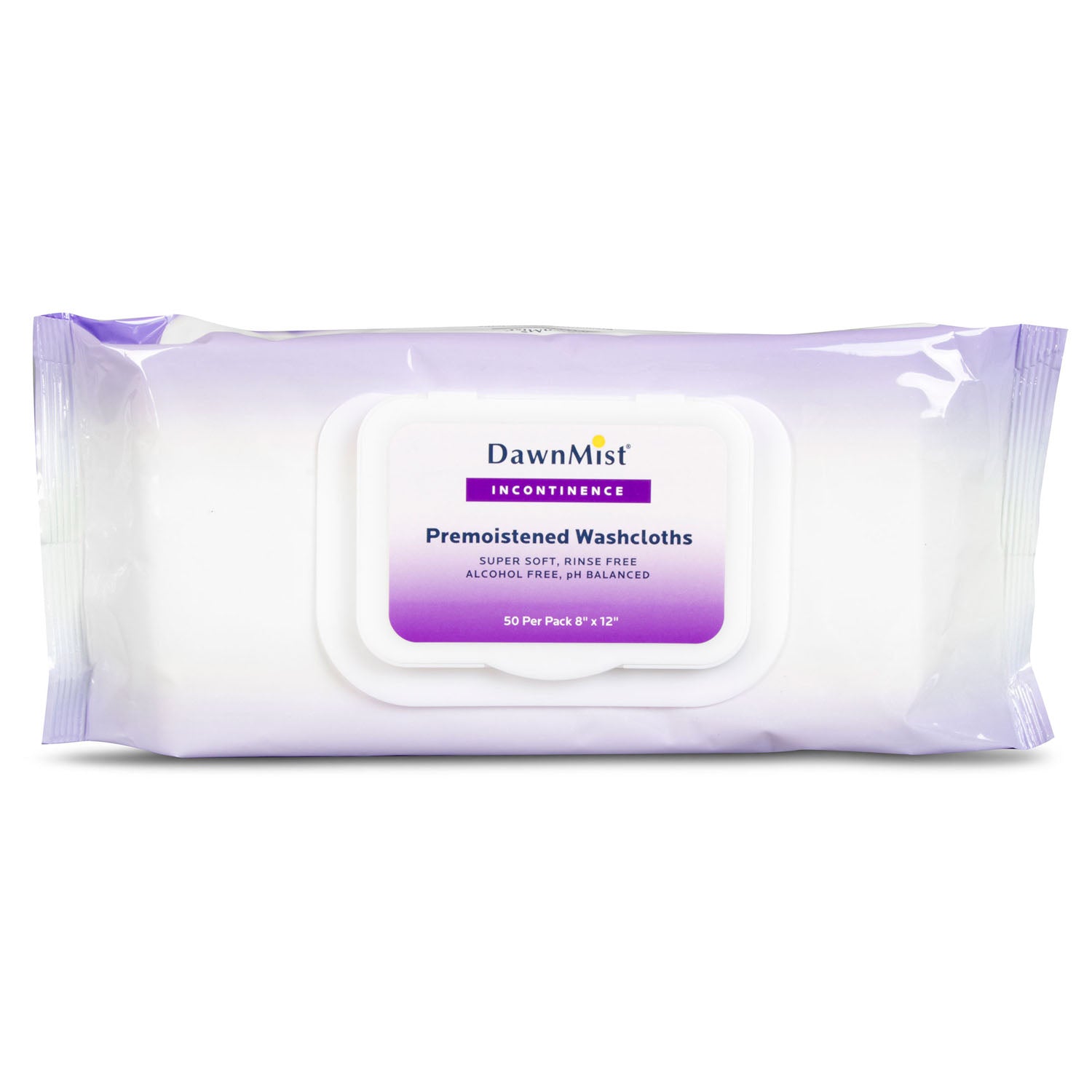 DUKAL DAWNMIST WASHCLOTHS "Washcloth, Adult, Soft Pack with Lid, 8\" x 12\", 50/pk, 12 pk/cs"