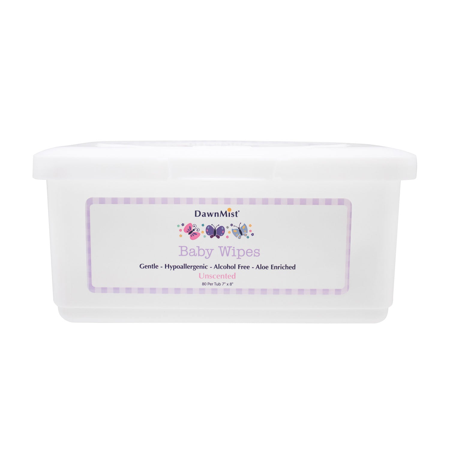 DUKAL DAWNMIST BABY WIPES Baby Wipes, Embossed, Unscented, 7" x 8", 80/tub, 12 tub/cs