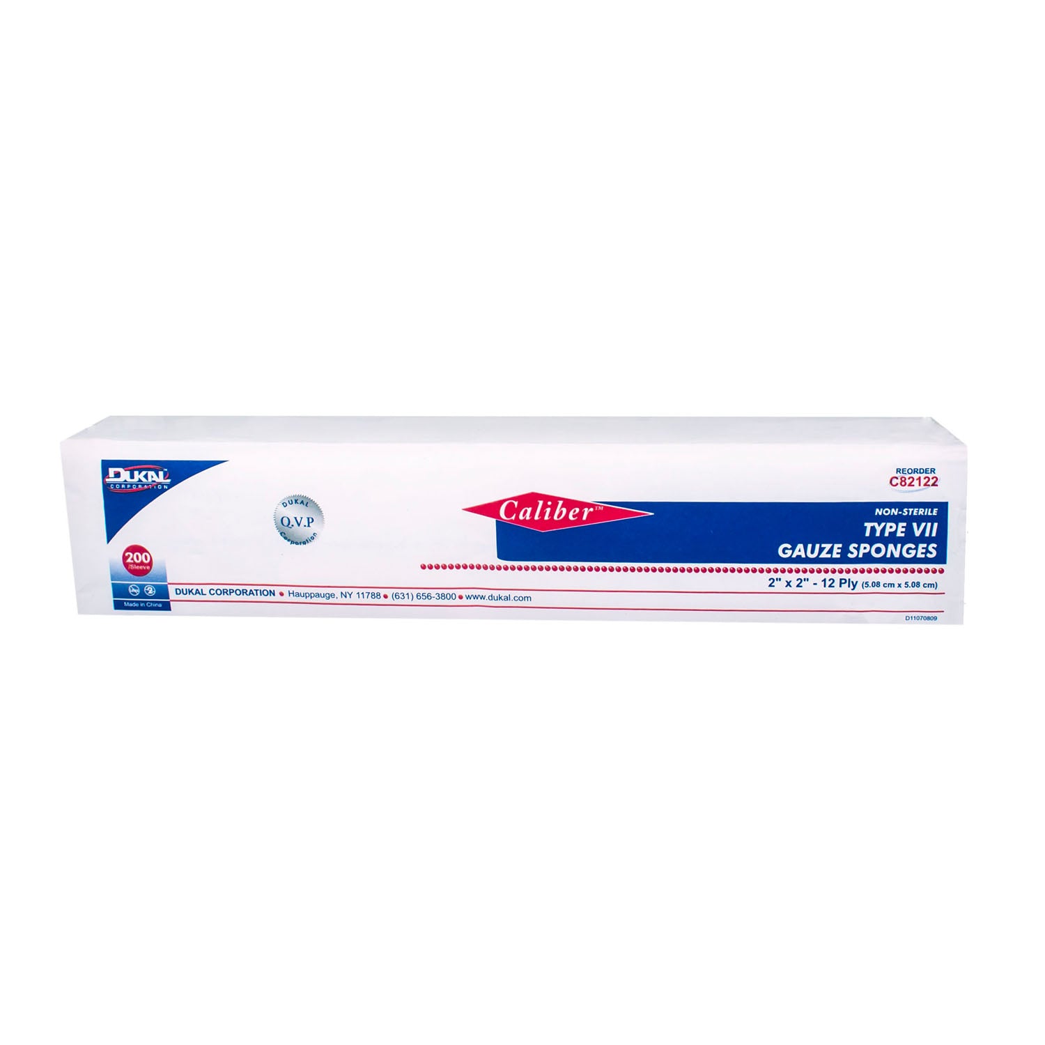 DUKAL CALIBER™ GAUZE SPONGES Gauze Sponge, Type VII, Non-Sterile, 2" x 2", 12-Ply, 200/bg, 40 bg/cs