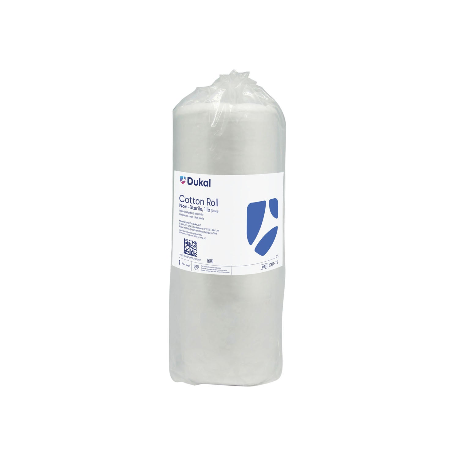 DUKAL COTTON ROLL Cotton Roll, 1 lb., Non-Sterile, 1 rl/bg, 12 bg/cs