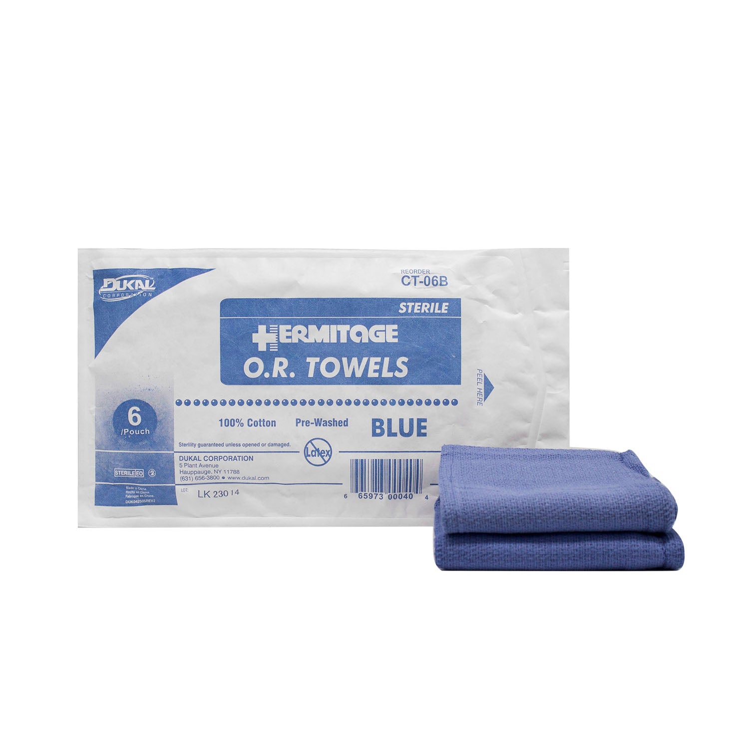 DUKAL OPERATING ROOM (o.r.) TOWELS OR Towel, 17” x 26”, Sterile 6s, Blue, 6/pk, 12 pk/cs (35 cs/plt)