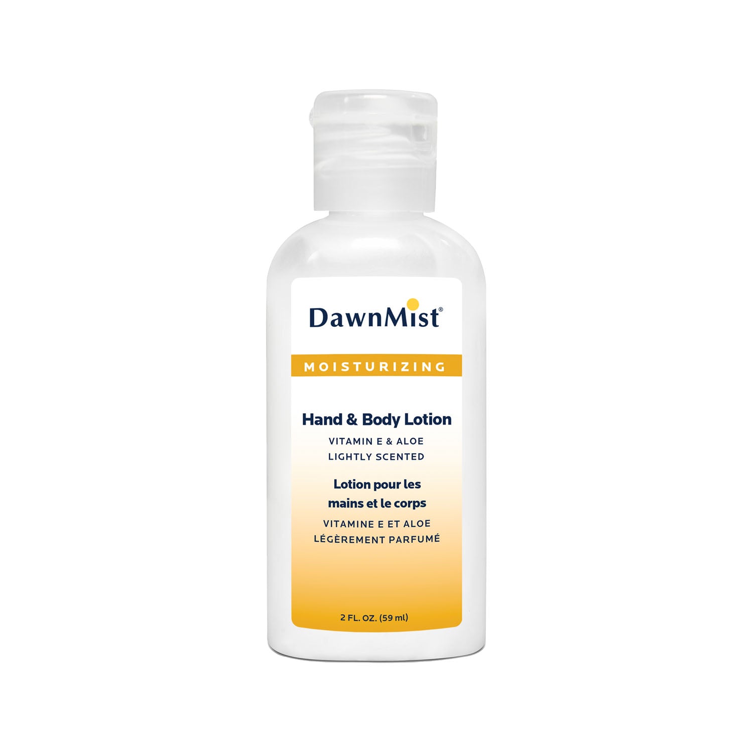 DUKAL DAWNMIST Hand & Body Lotion, 2 oz Bottle, Flip Top Cap, 144/cs