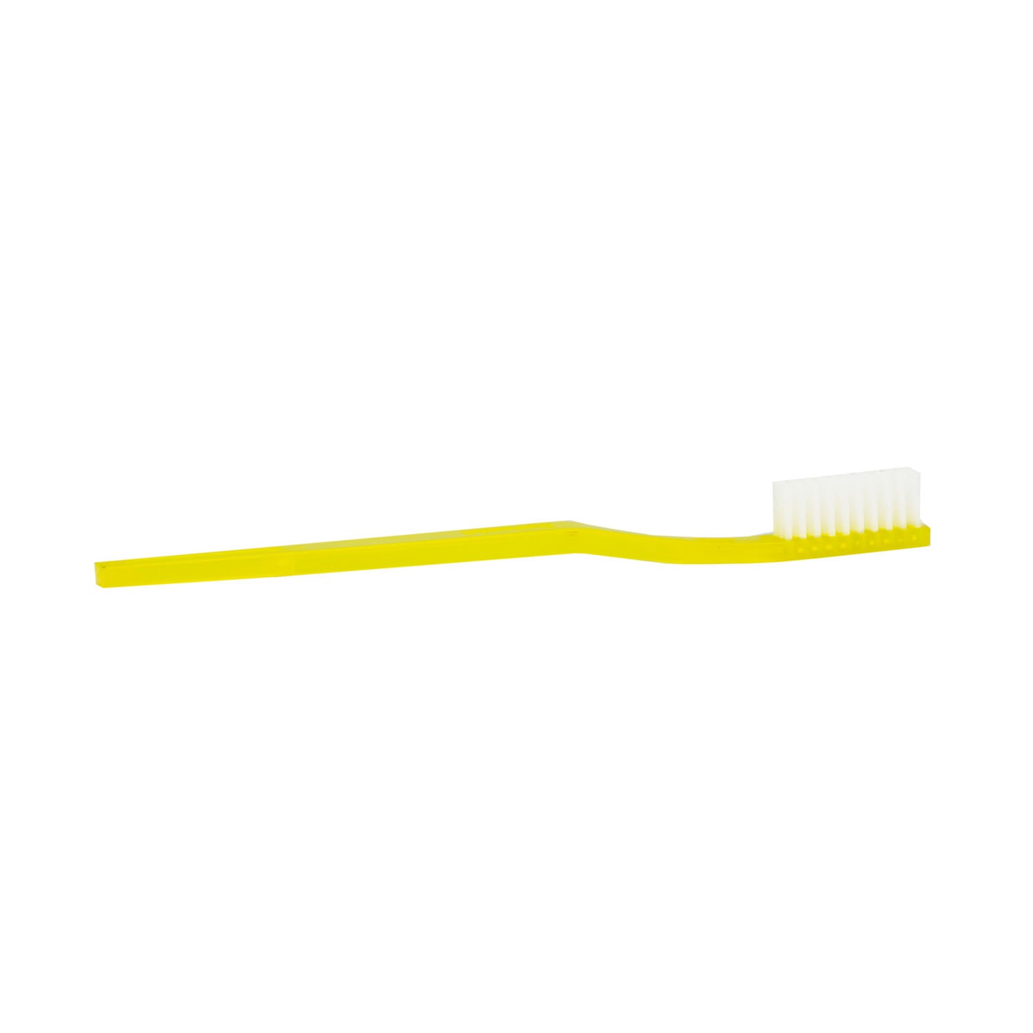 DUKAL DAWNMIST Toothbrush, 30 Tuft, Yellow Handle, Rounded White Nylon Bristles, 144/bx, 10 bx/cs