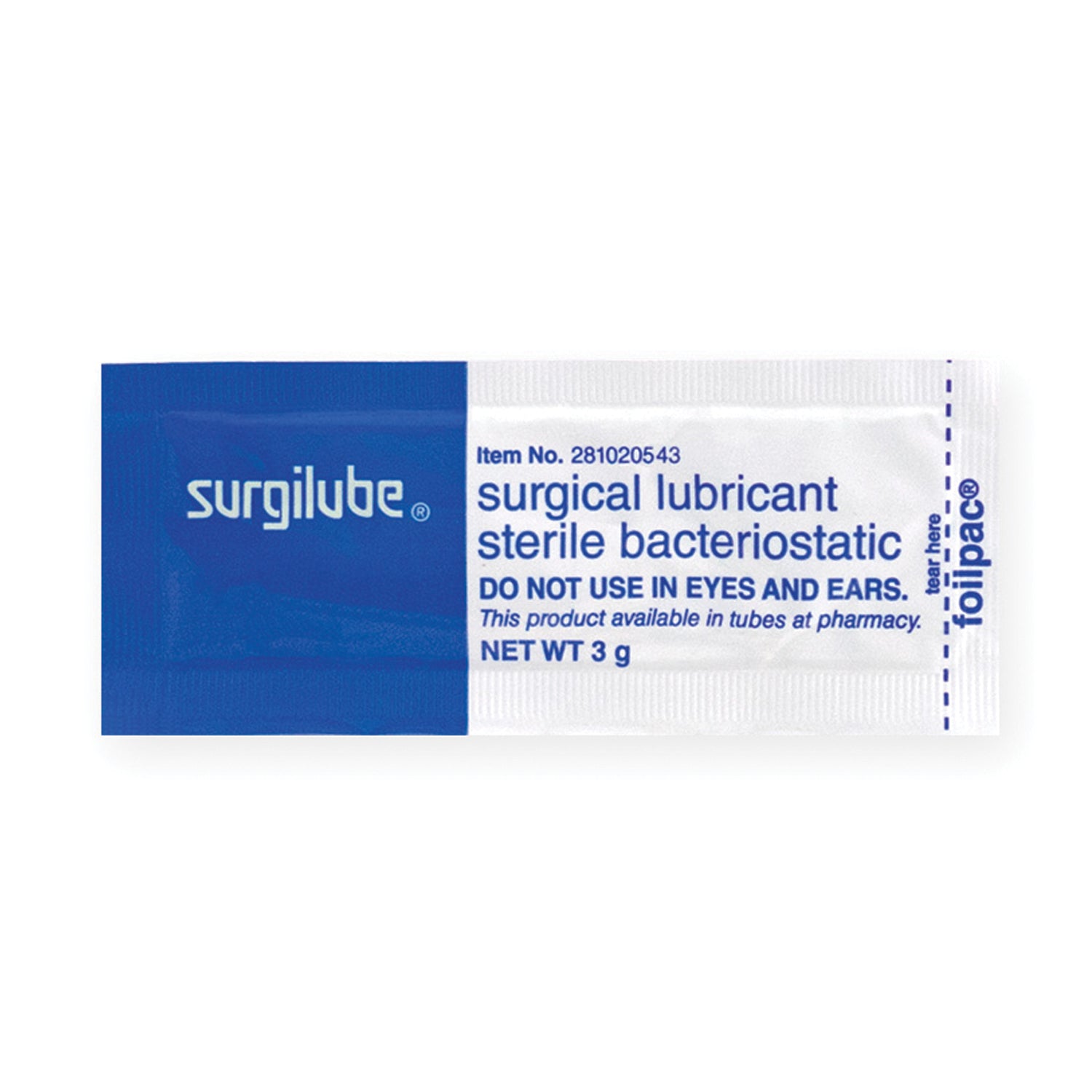 HR® SURGILUBE® SURGICAL LUBRICANT SURGILUBE® 3gm FOILPAC® (Foil Laminated Film), 144/bx (12/cs, 48 cs/plt)