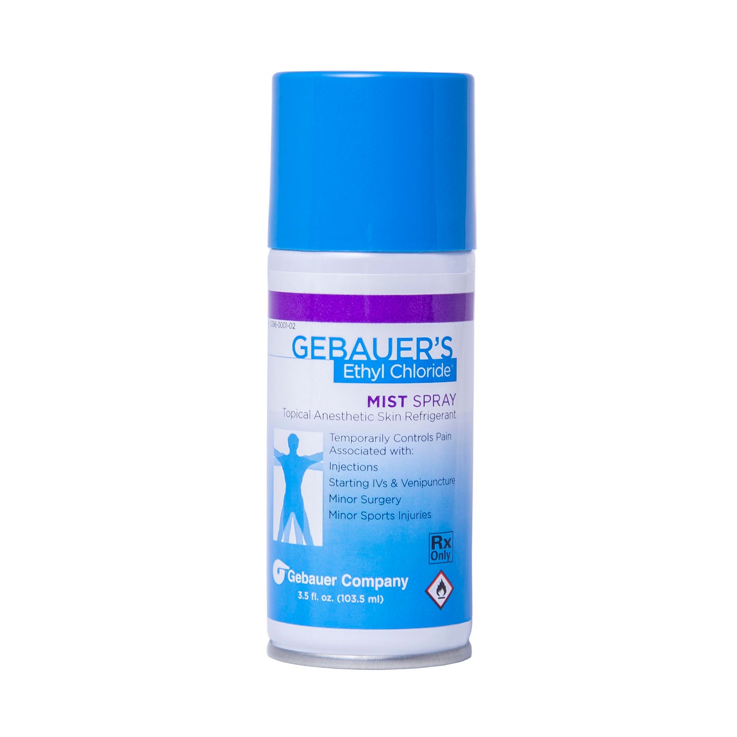 GEBAUER ETHYL CHLORIDE® Mist Spray, 3.9 fl oz (115ml), Aerosol Can (Rx), 12/dz (HAZMAT Fees Apply, cannot ship via Air or to AK, GU, HI, MP, PR, VI - See Vendor Information Page for more details)