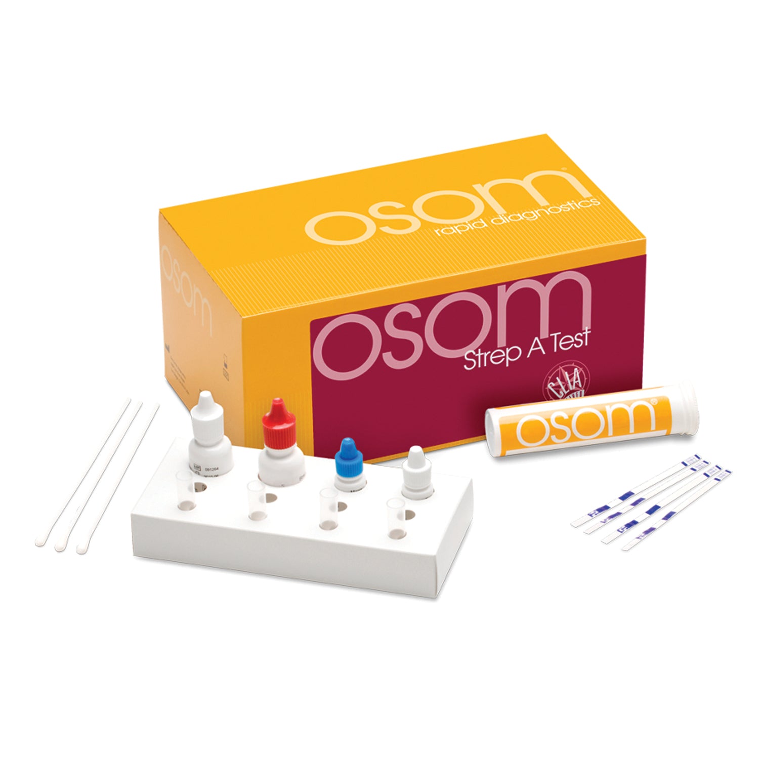 SEKISUI OSOM® STREP A TEST Strep A CLIA Waived, Includes 2 Additional Tests For External QC Testing, 50 tests/kit (HAZMAT Fees Apply, cannot ship via Air or to AK, GU, HI, MP, PR, VI)