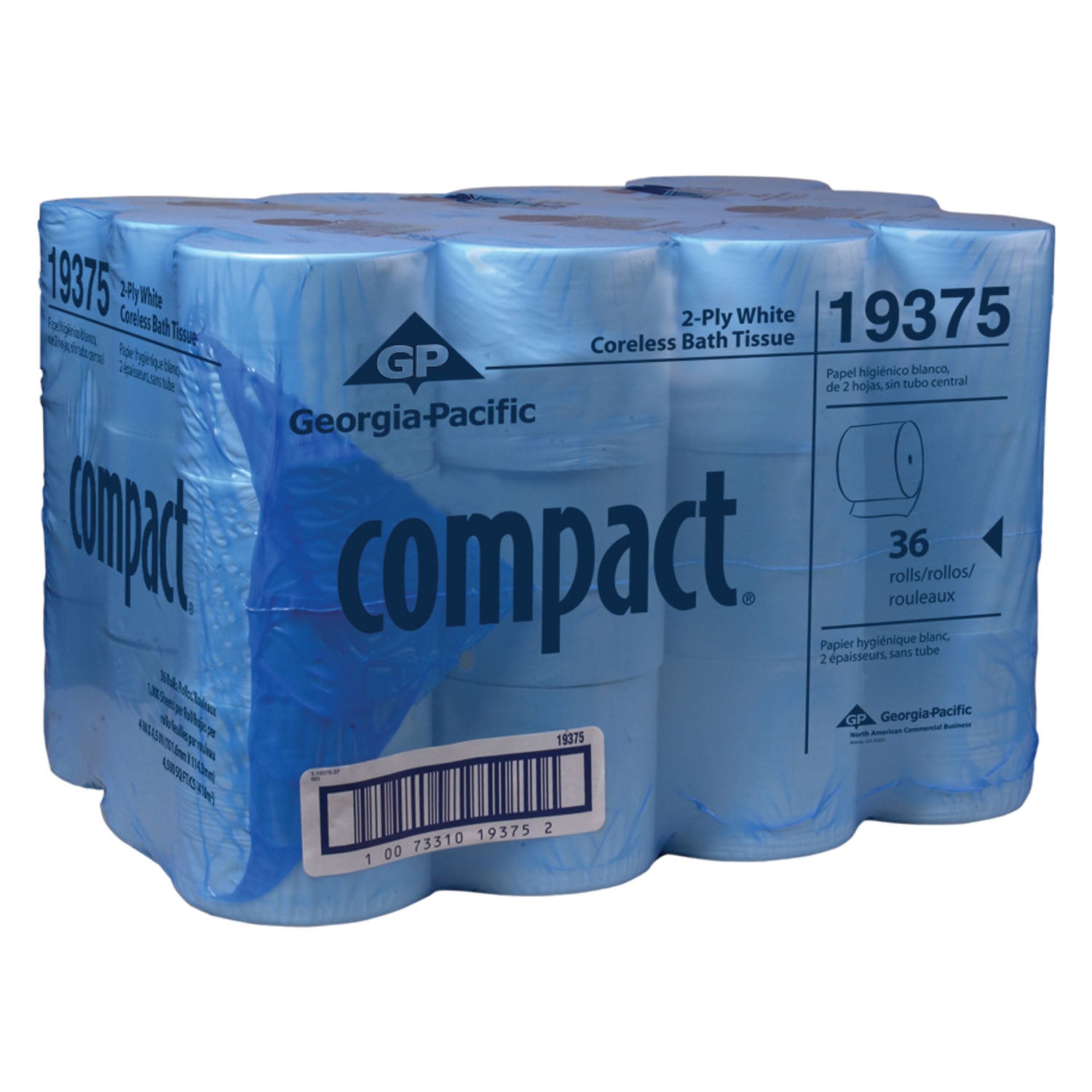 GEORGIA-PACIFIC COMPACT® CORELESS BATHROOM TISSUE "Coreless Bathroom Tissue, 1000 Sheet, 2-Ply, 3.85\" x 4.1\", 36 rl/cs (28 cs/plt)"