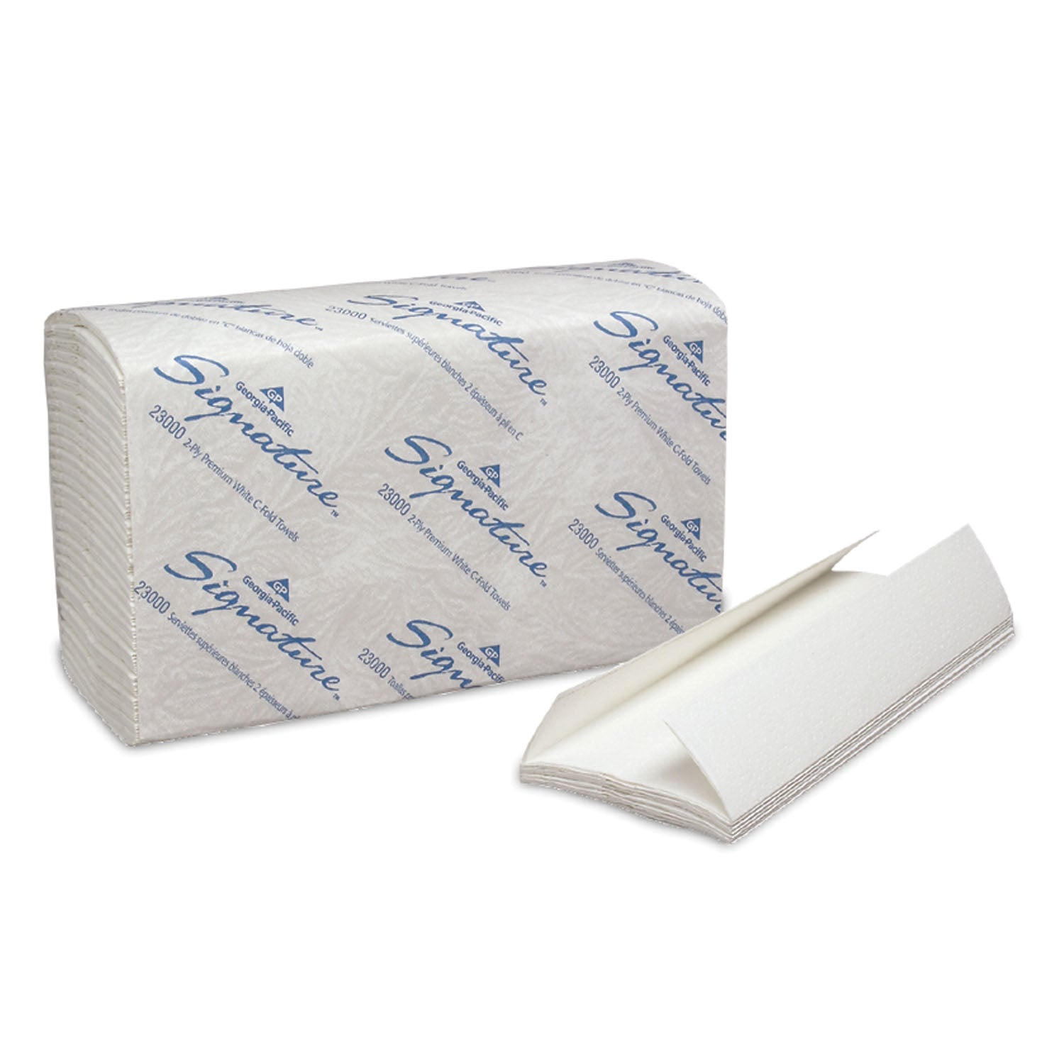 GEORGIA-PACIFIC SIGNATURE® 2-PLY PREMIUM PAPER TOWELS "Premium C-Fold Paper Towels, 2-Ply, Paper Band, White, 101/4\" x 131/4\" Sheets, 120 ct/pk, 12 pk/cs (48 cs/plt)"