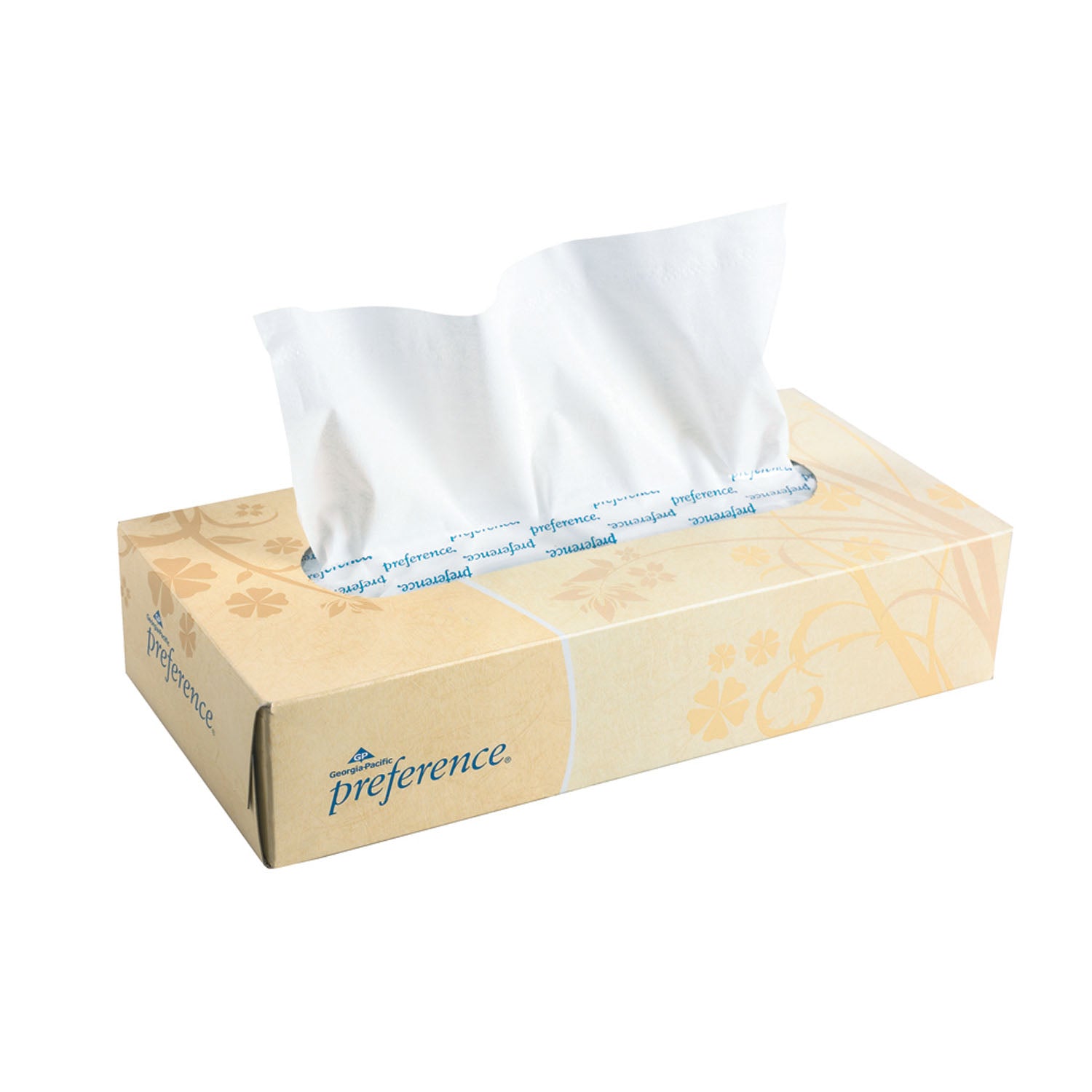 GEORGIA-PACIFIC PACIFIC BLUE SELECT™ FACIAL TISSUE "Facial Tissue, Flat Box, White, 8.4\"x7.5\", 100 sht/bx, 30 bx/cs (48 cs/plt)"