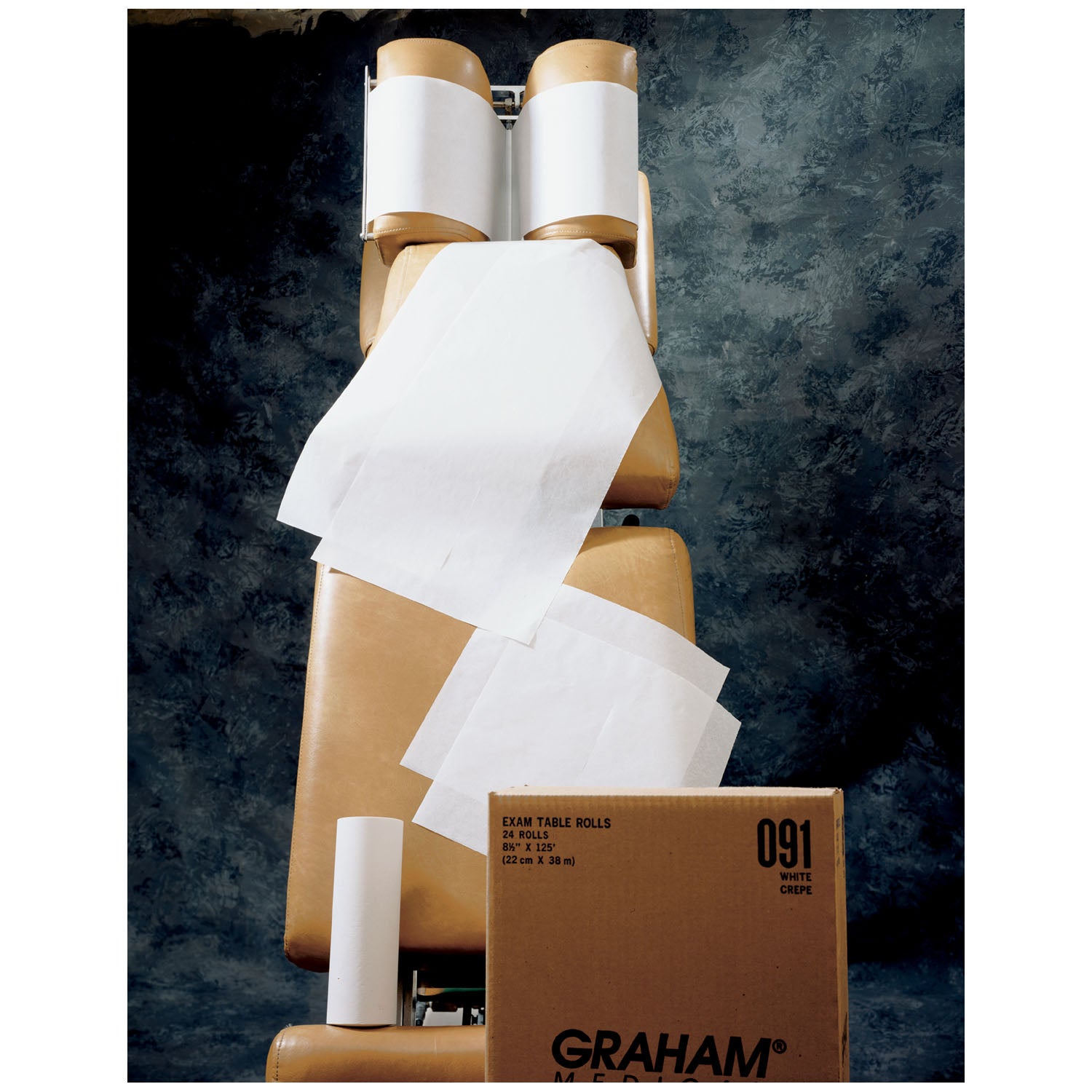 GRAHAM MEDICAL CHIROPRACTIC QUALITY HEADREST PAPERS "Chiropractic Headrest Roll, 81/2\" x 225 ft, Economy, White, Smooth, 25/cs (54 cs/plt)"