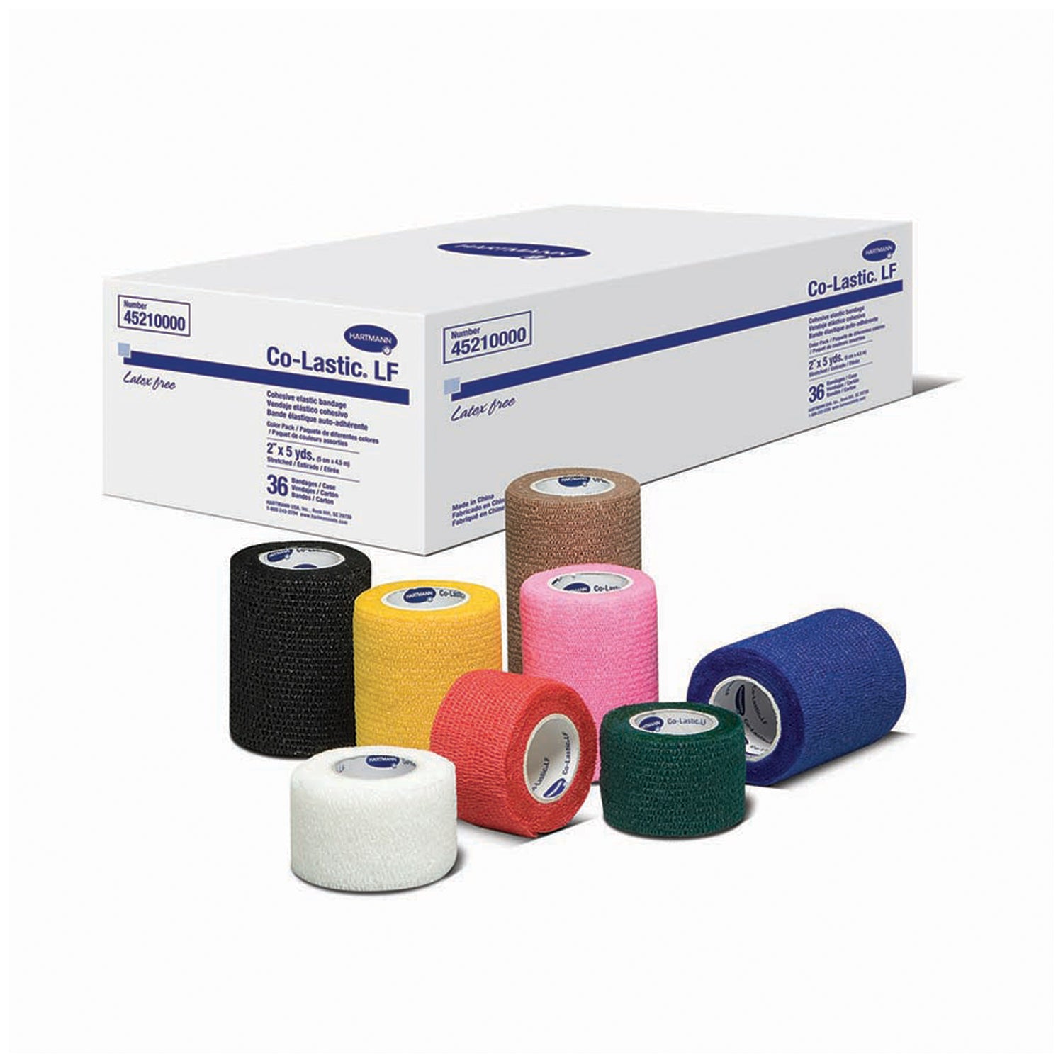 HARTMANN USA CO-LASTIC® LF COHESIVE ELASTIC BANDAGES Bandage, Cohesive, Elastic, 3" x 5 yds, 8 Assorted Colors, Latex Free (LF), 24/cs