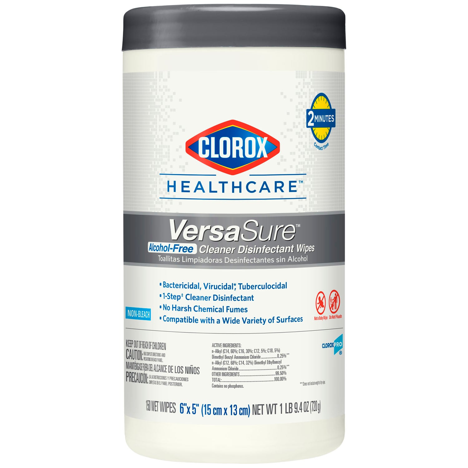 CLOROX VERSASURE™ CLEANER DISINFECTANT WIPES "Clorox® Healthcare VersaSure® Cleaner Disinfectant Wipes, 6\" x 5\", 150/can, 6 can/cs "