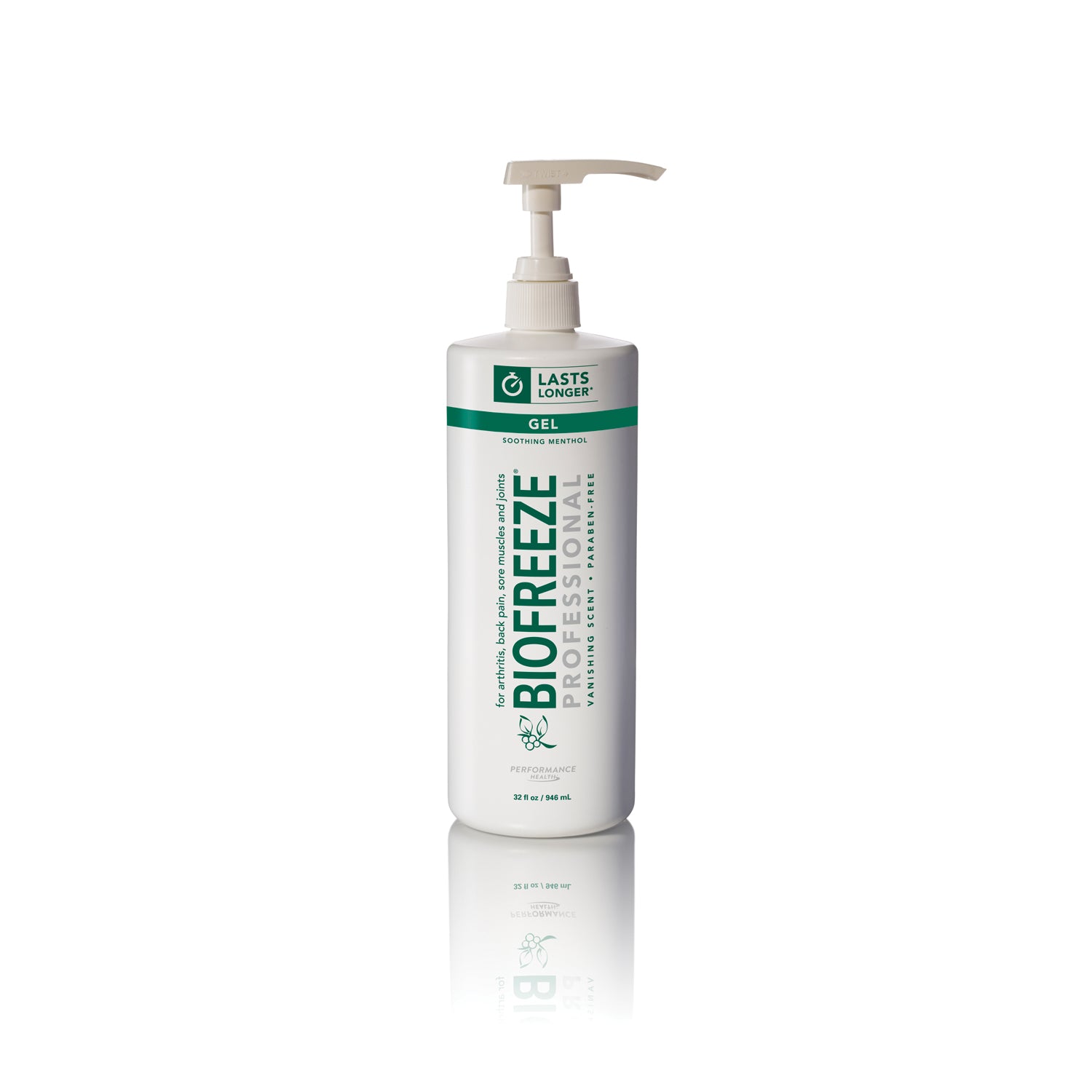 RB HEALTH TOPICAL PAIN RELIEVER Biofreeze® Professional, 32 oz Gel Pump, Green, 16/cs (HAZMAT Fees Apply, cannot ship via Air or to AK, GU, HI, MP, PR, VI)