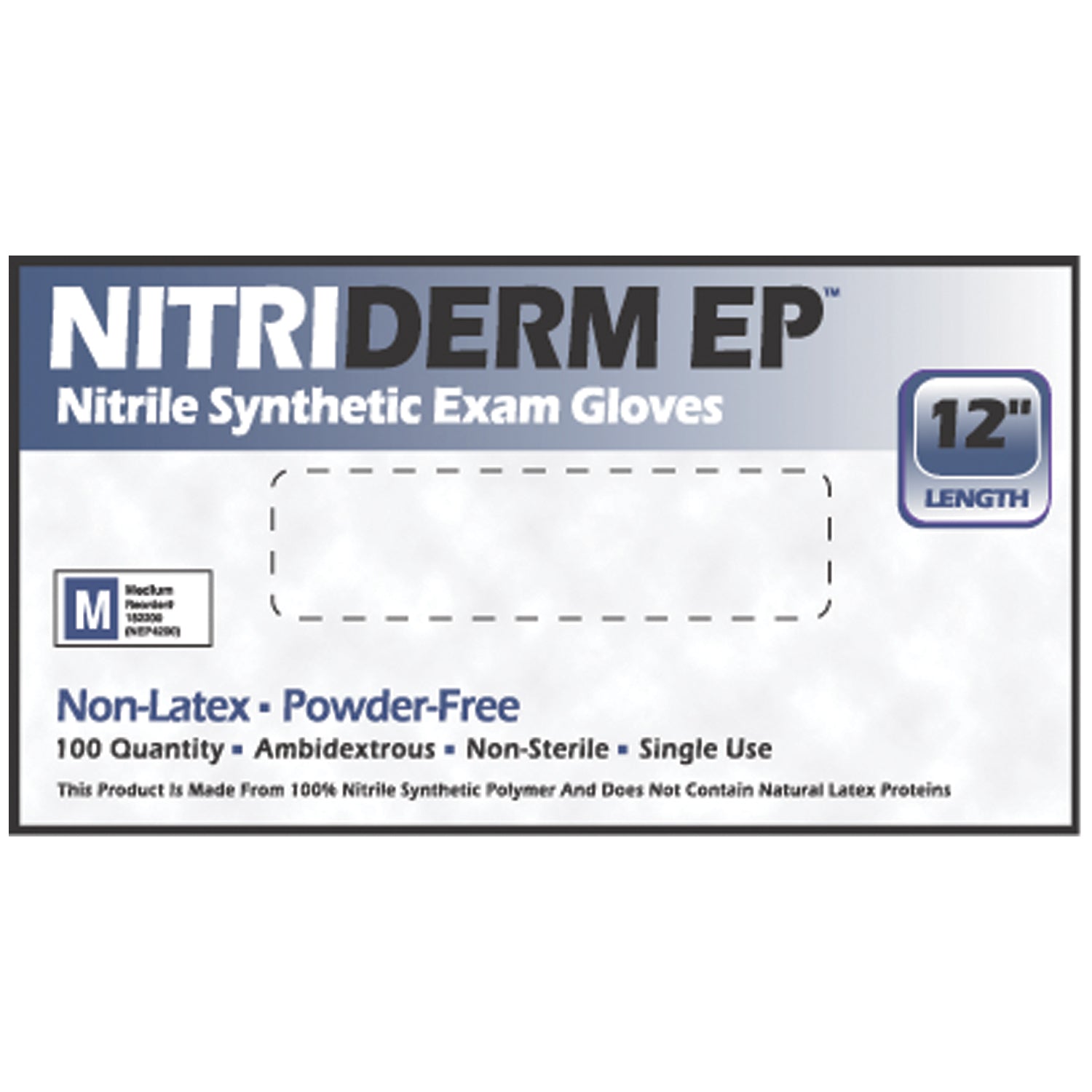 INNOVATIVE NITRIDERM® EP NITRILE SYNTHETIC POWDER-FREE EXAM Gloves, Exam, Nitrile, XX-Large, Chemo, Extended Cuff, Blue, Non-Sterile, Powder-Free (PF), Textured, 5.5 mil, 80/bx, 10 bx/cs