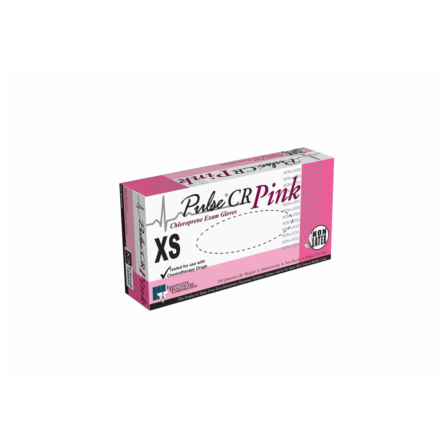 INNOVATIVE PULSE® CR POWDER-FREE SYNTHETIC Gloves, Exam, X-Small, Polychloroprene, Non-Sterile, PF, Textured, Pink, 200/bx, 10 bx/cs (50 cs/plt)