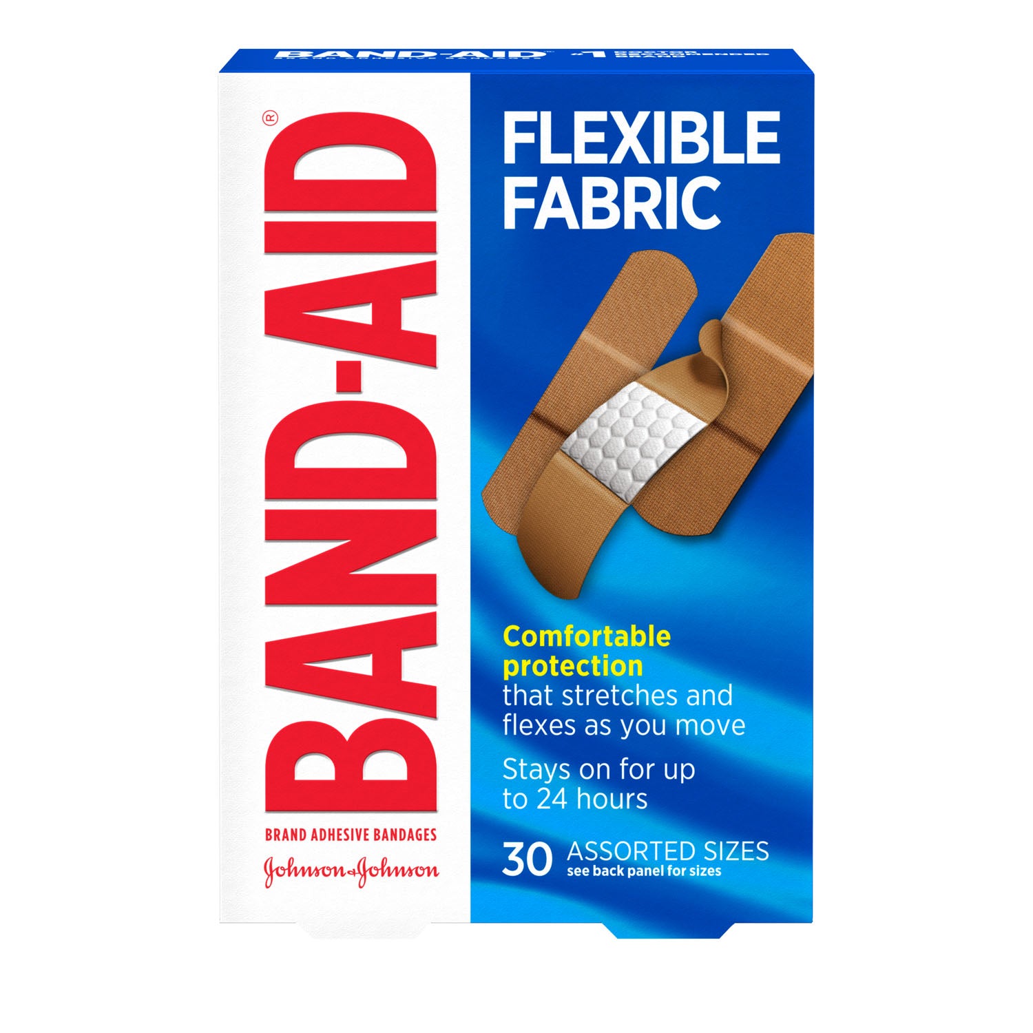KENVUE BAND-AID® FLEXIBLE FABRIC ADHESIVE BANDAGES Flexible Fabric Adhesive Bandages, Assorted, 30/bx, 24 bx/cs