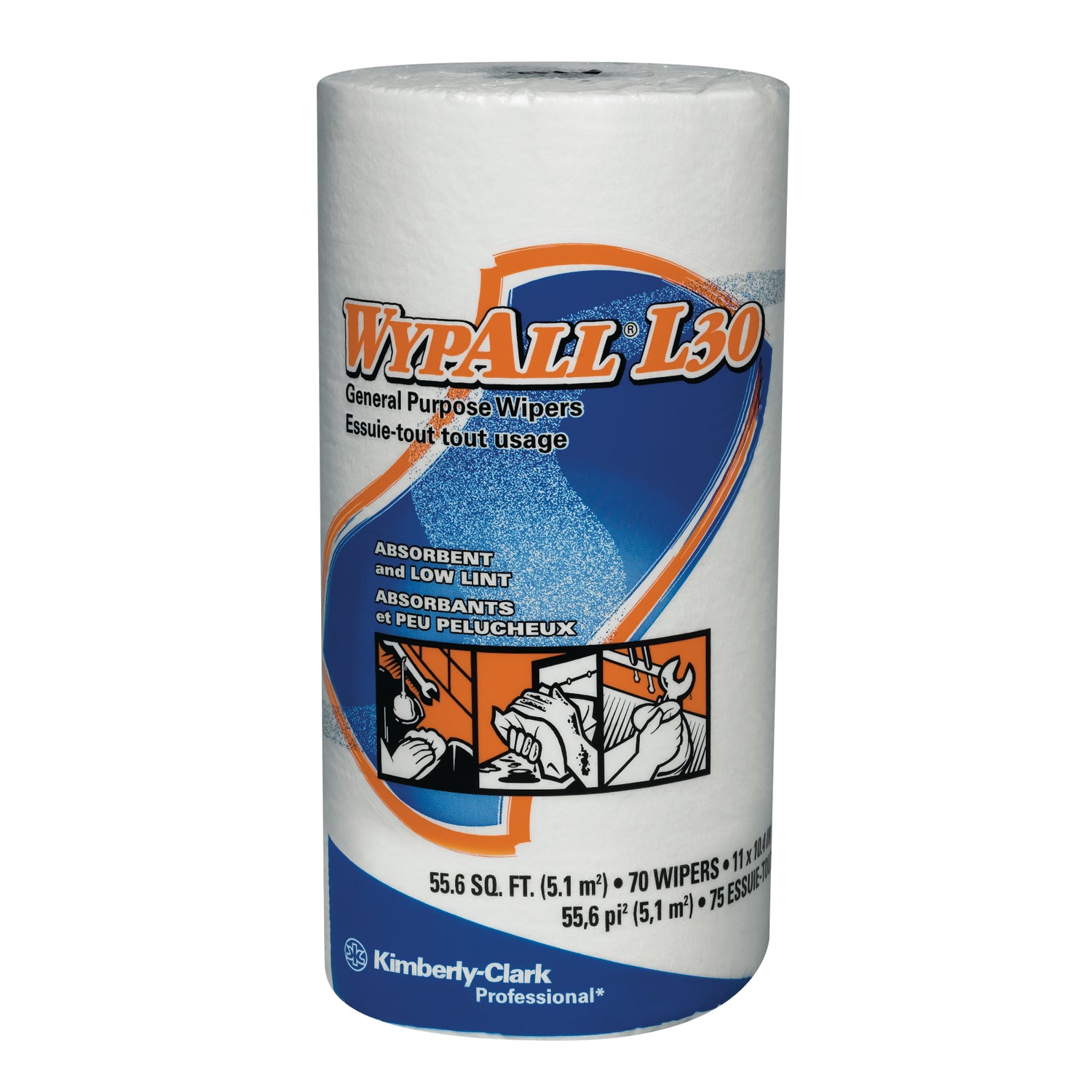 KIMBERLY-CLARK WYPALL® WIPERS WYPALL L30 Wipers, Small Roll, 70 sheets/rl, 24 rl/cs