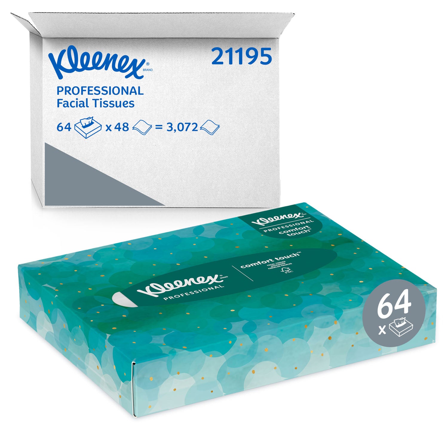 KIMBERLY-CLARK FACIAL TISSUE "Kleenex® Jr. Facial Tissue, 8.4\" x 5.8\", 2-Ply, White, 48 sheets/ctn, 64 ctns/cs "