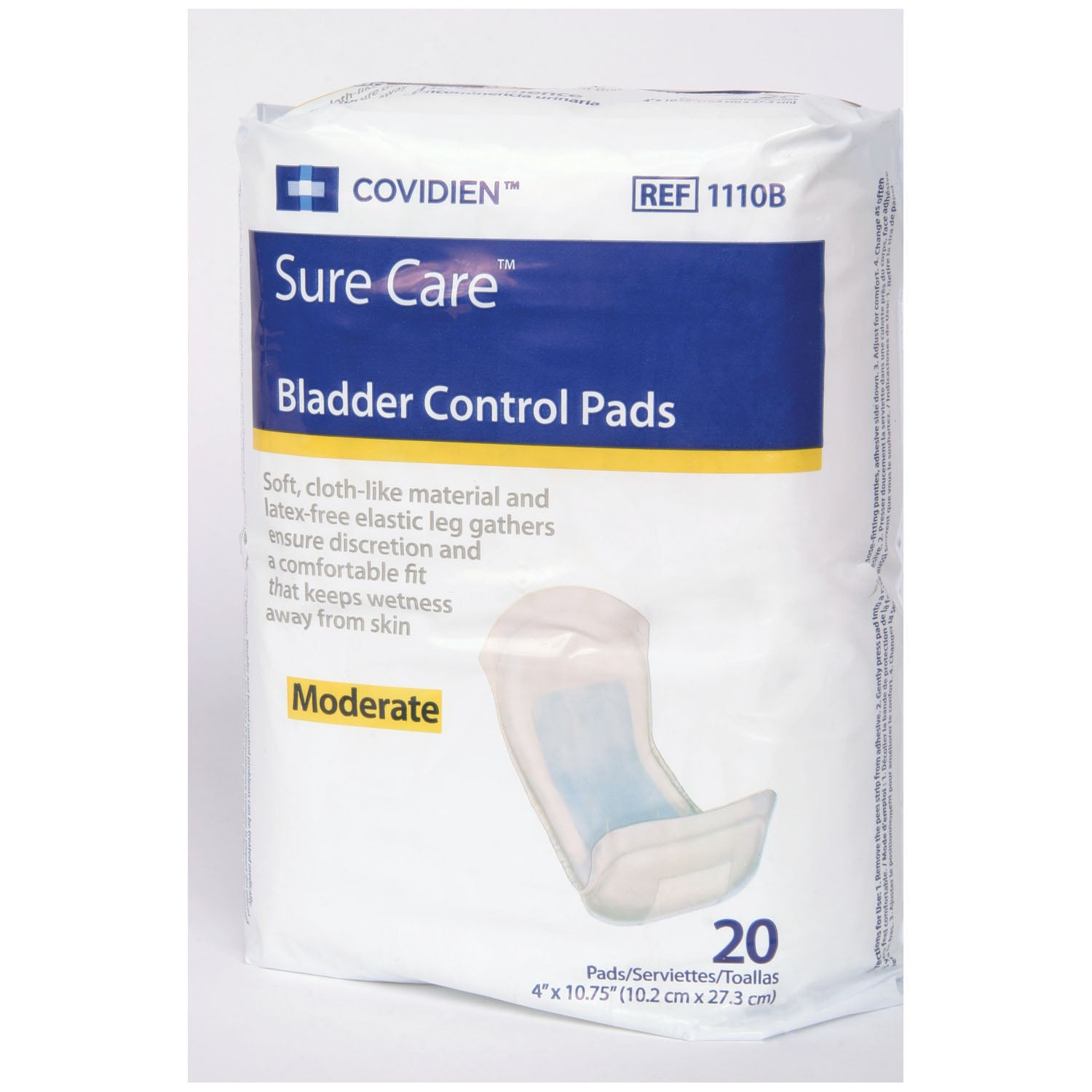 CARDINAL HEALTH SURECARE BLADDER CONTROL PADS "Bladder Control Pads, 4\" x 103/4\", Extra Absorbency, 20/bg, 6 bg/cs "