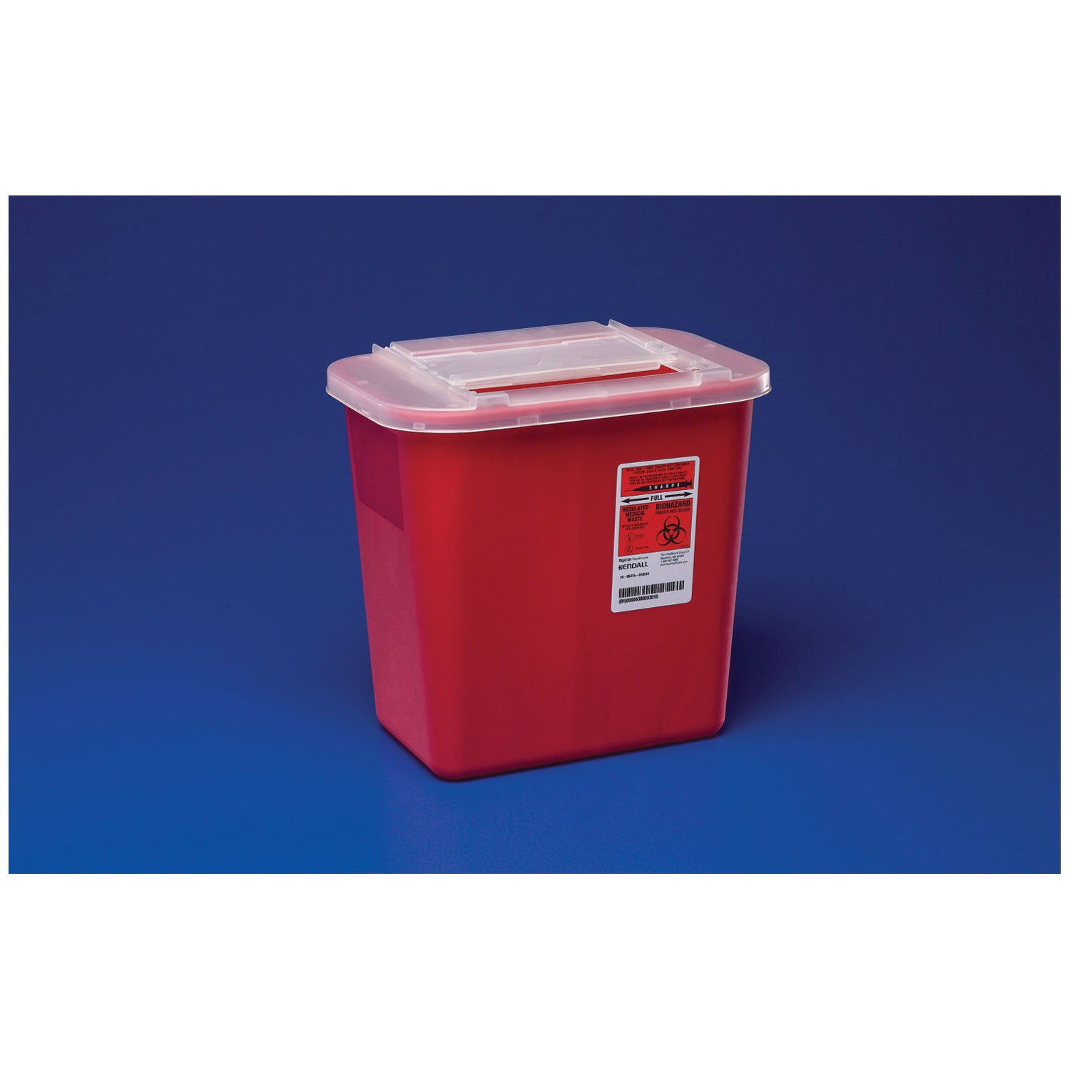 CARDINAL HEALTH SHARPS CONTAINERS "Container, 2 Gal, Red, Clear Lid, 10.1\"H x 71/4\"D x 81/2\"W, 20/cs "