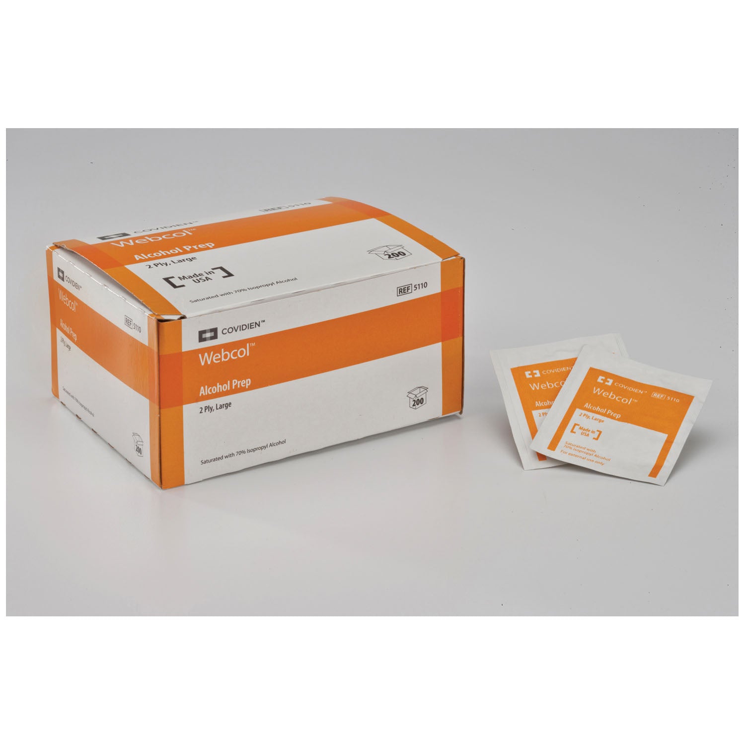 CARDINAL HEALTH WEBCOL Alcohol Preps, Large, 2-Ply, 200/bx, 20 bx/cs