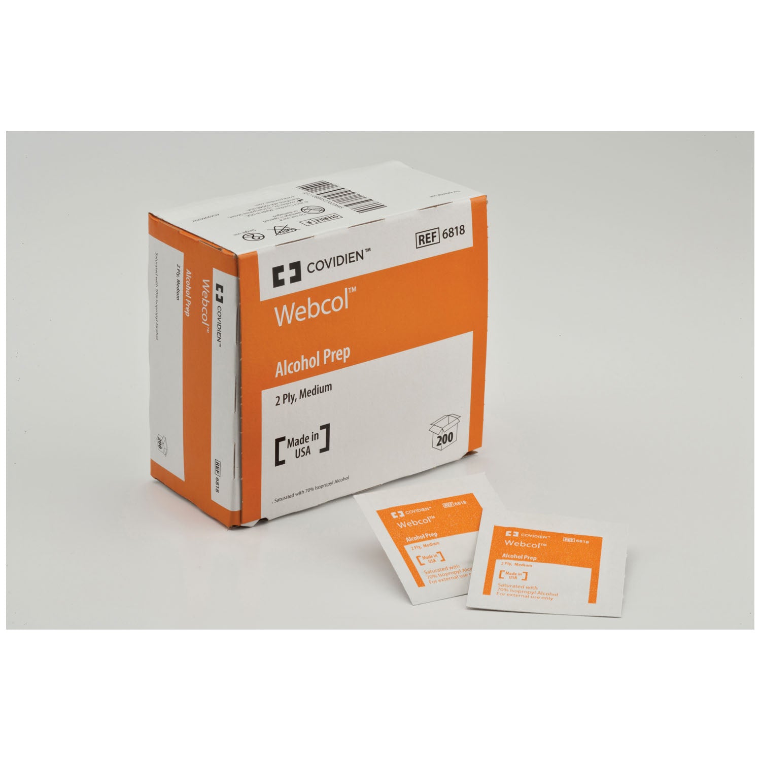 CARDINAL HEALTH WEBCOL ALCOHOL PREP PADS Alcohol Prep Pad, Medium, 2-Ply, 200/bx, 20 bx/cs