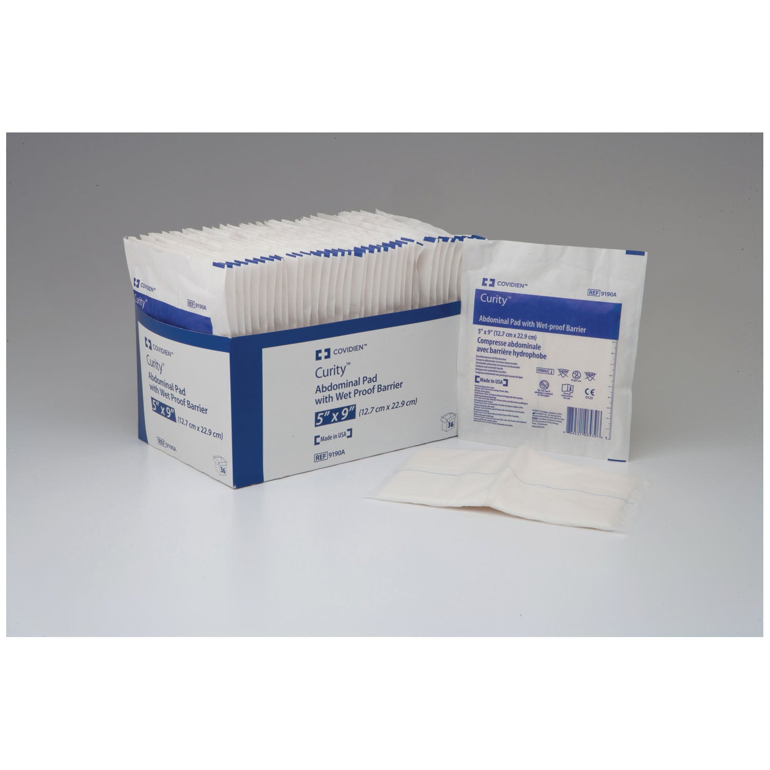 CARDINAL HEALTH CURITY™ ABDOMINAL PADS "Abdominal Pad, 8\" x 10\", Sterile, 1s, 18/tray, 12 tray/cs "