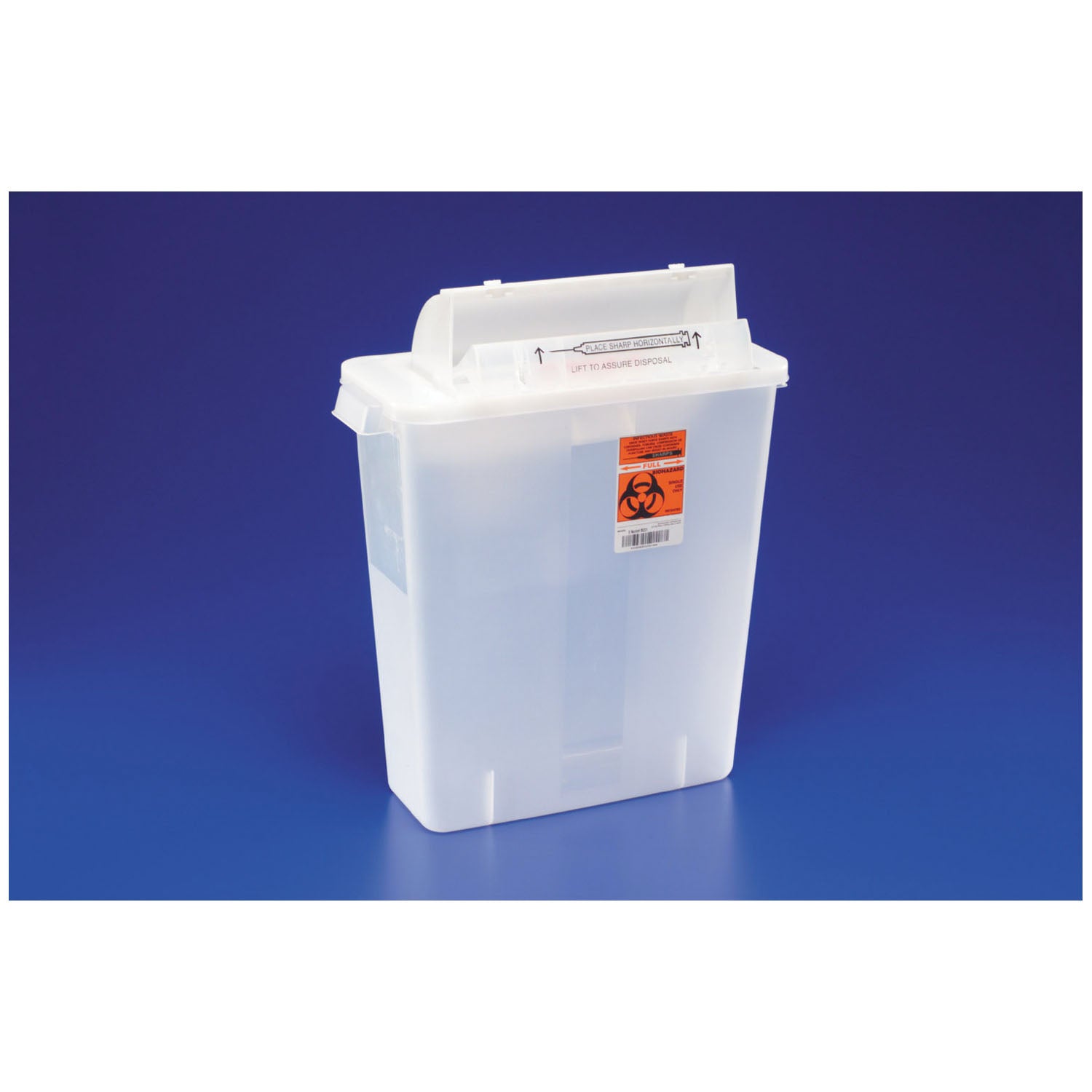 CARDINAL HEALTH SHARPSTAR IN-ROOM SYSTEM WITH SHARPSTAR LIDS "IN-ROOM Sharps Container, 12 Qt, Clear, SHARPSTAR Lid & Counter-Balanced Door, 16\"H x 6\"D x 133/4\"W, 10/cs "