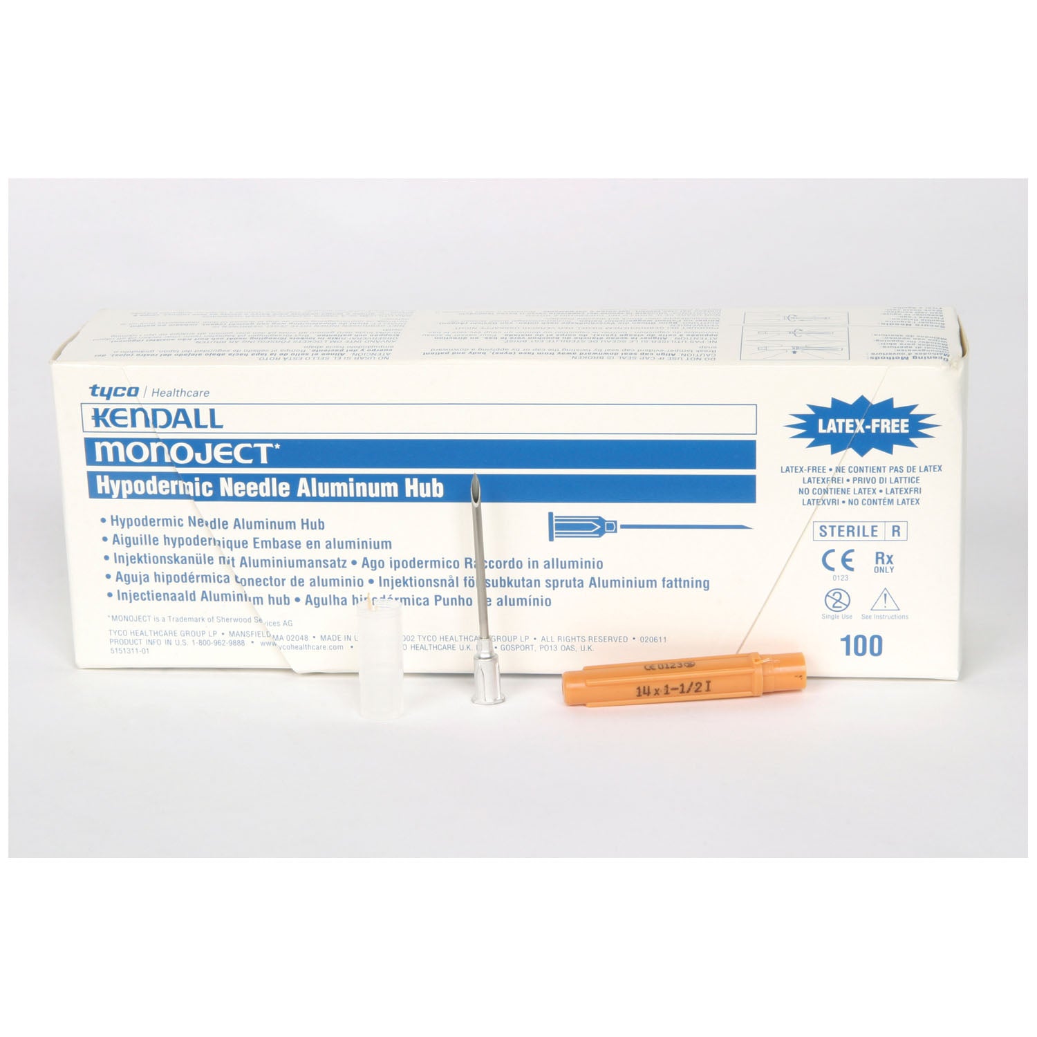 CARDINAL HEALTH MONOJECT™ HYPODERMIC NEEDLES WITH ALUMINUM HUB "Hypo Needle, 14G x 11/2\", 100/bx, 10 bx/cs "
