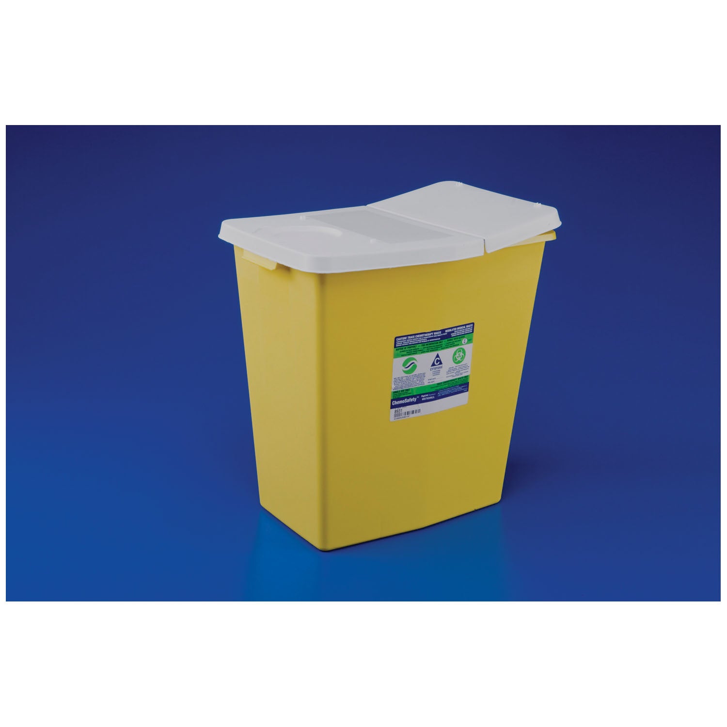 CARDINAL HEALTH CHEMOSAFETY™ CONTAINERS "Sharps Container, 2 Gal, Yellow, Hinged Lid, 10\"H x 71/4\"D x 5\"W, 20/cs "