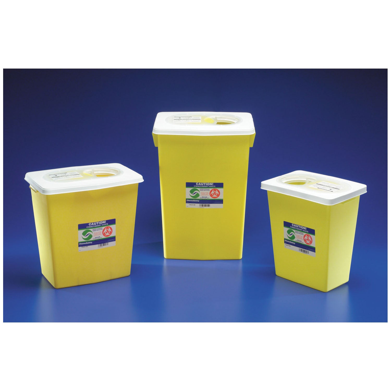 CARDINAL HEALTH CHEMOSAFETY™ CONTAINERS "Sharps Container, 12 Gal, Yellow, Sliding Lid, 6\" Round Opening, 183/4\"H x 123/4\"D x 181/4\"W, 10/cs "