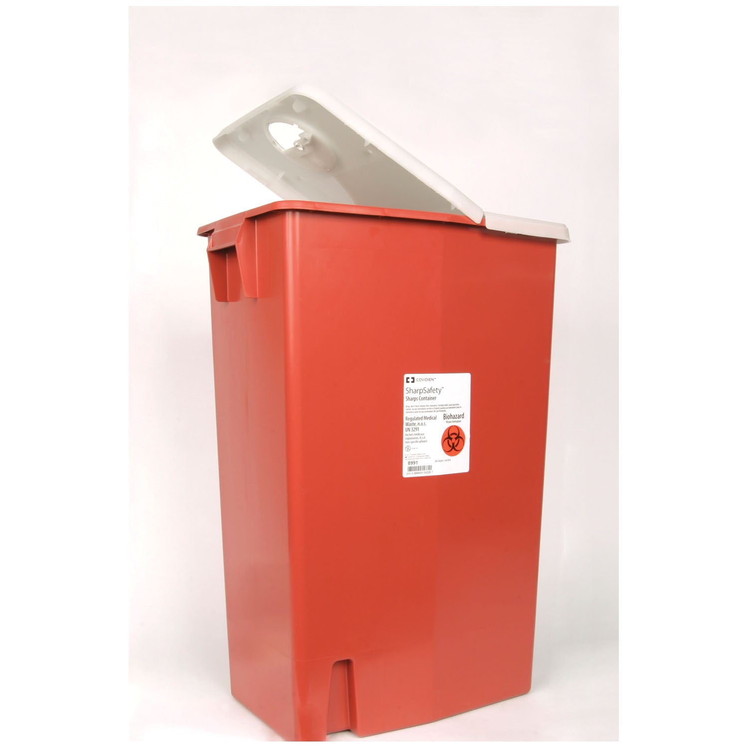 CARDINAL HEALTH LARGE VOLUME S Container, 18 Gal Red, Hinged Lid, 5/cs