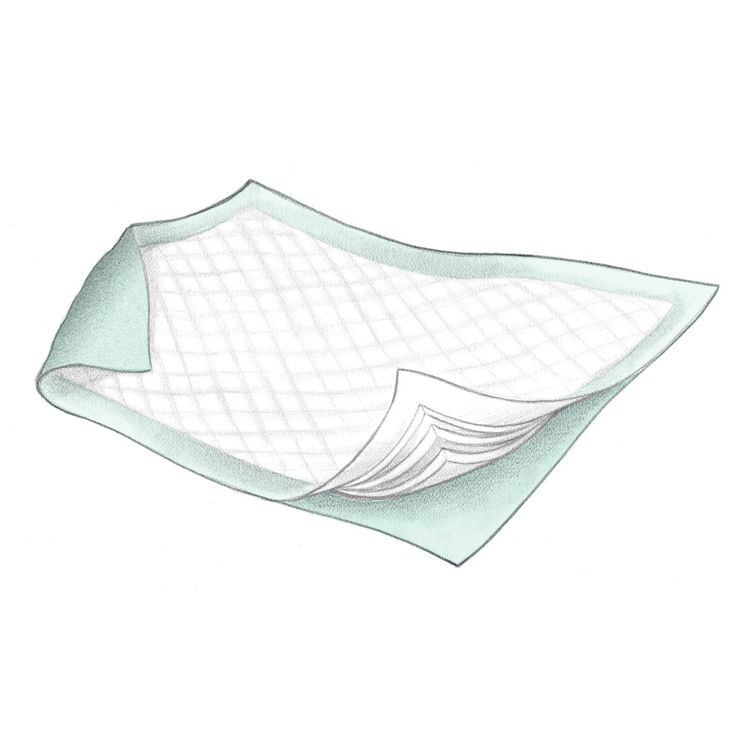 CARDINAL HEALTH FLUFF & POLYMER UNDERPADS Underpad, 30" x 30", Fluff/ Polymer, Green, 10/bg, 10 bg/cs