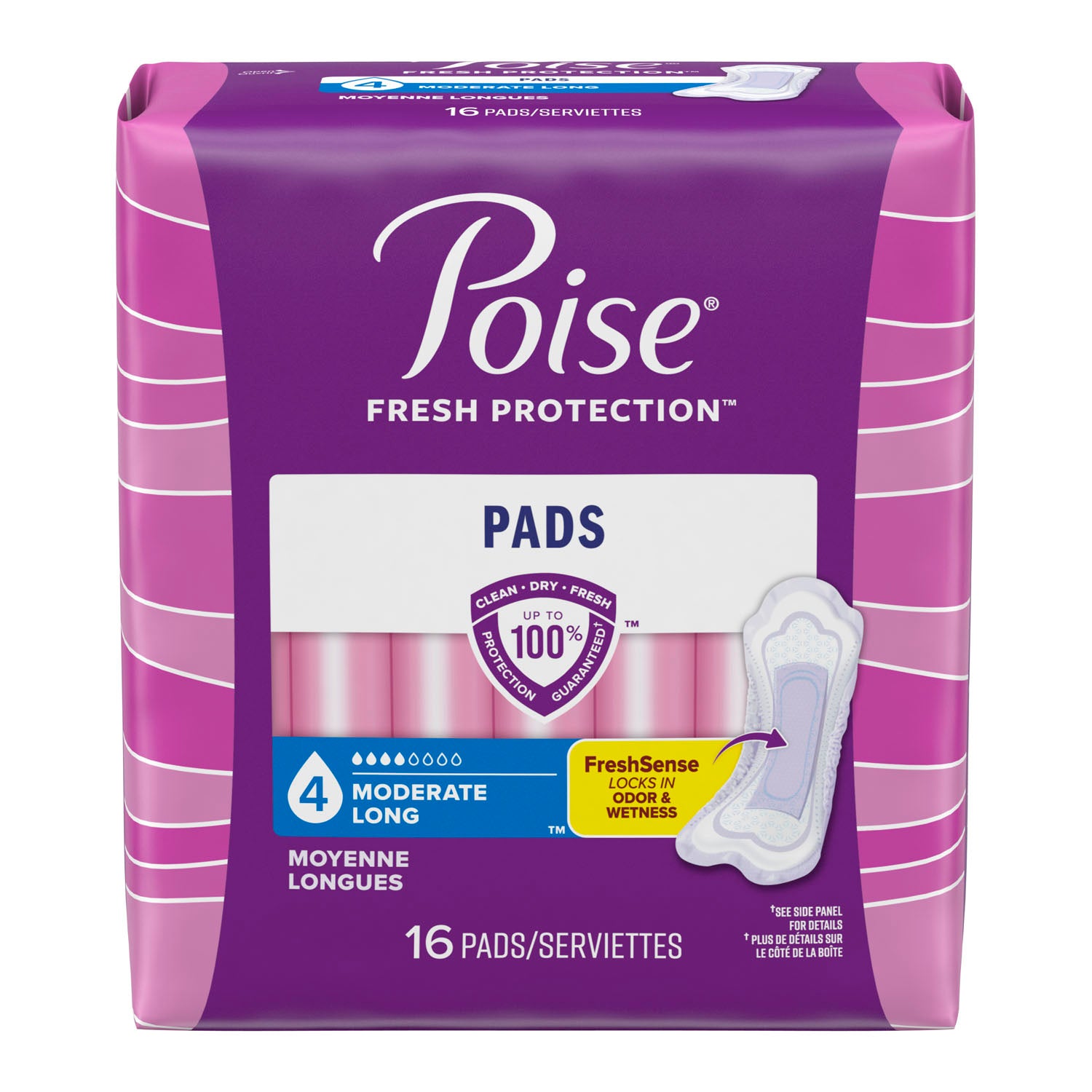 KIMBERLY-CLARK POISE® PADS Poise Moderate Extra Coverage Pads, 16/pk, 6 pk/cs