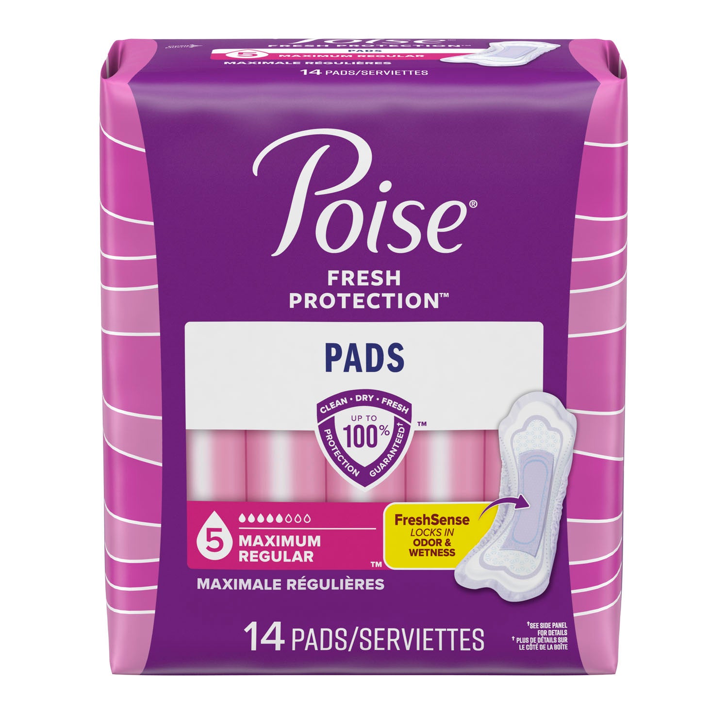 KIMBERLY-CLARK POISE® PADS Poise Pads, Ultra Plus, Side Shields, 14/pk, 6 pk/cs