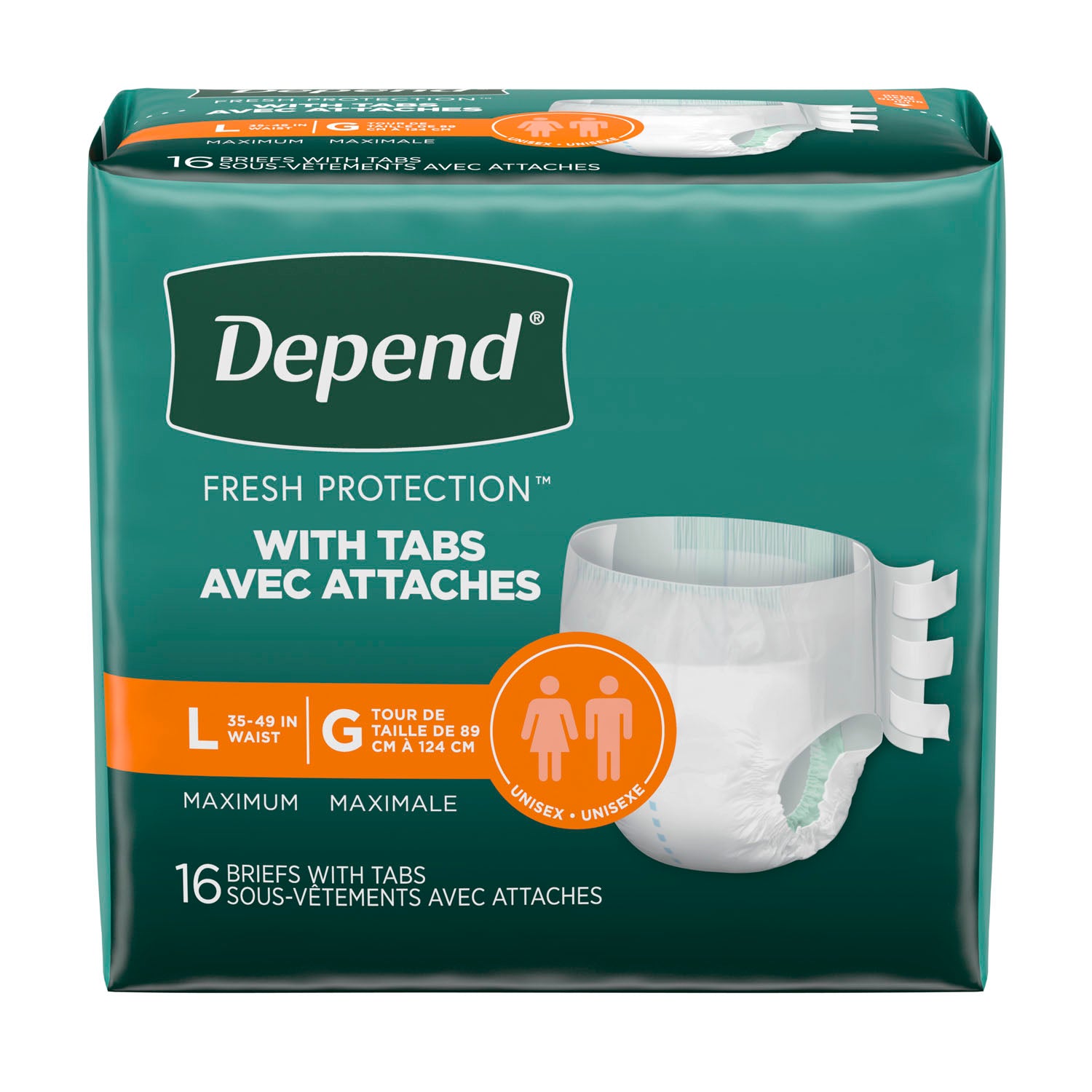KIMBERLY-CLARK DEPEND™ Overnite Briefs, Maximum Absorbency, Large/ X-Large, 16/pkg, 3 pkg/cs