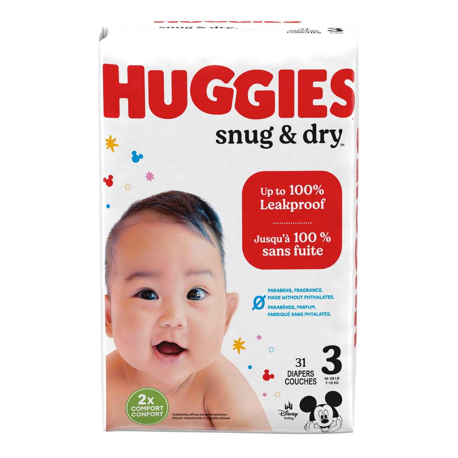 KIMBERLY-CLARK HUGGIES® SNUG & DRY DIAPERS Diaper, Size 3, Jumbo Pack, 31/pk, 4 pk/cs