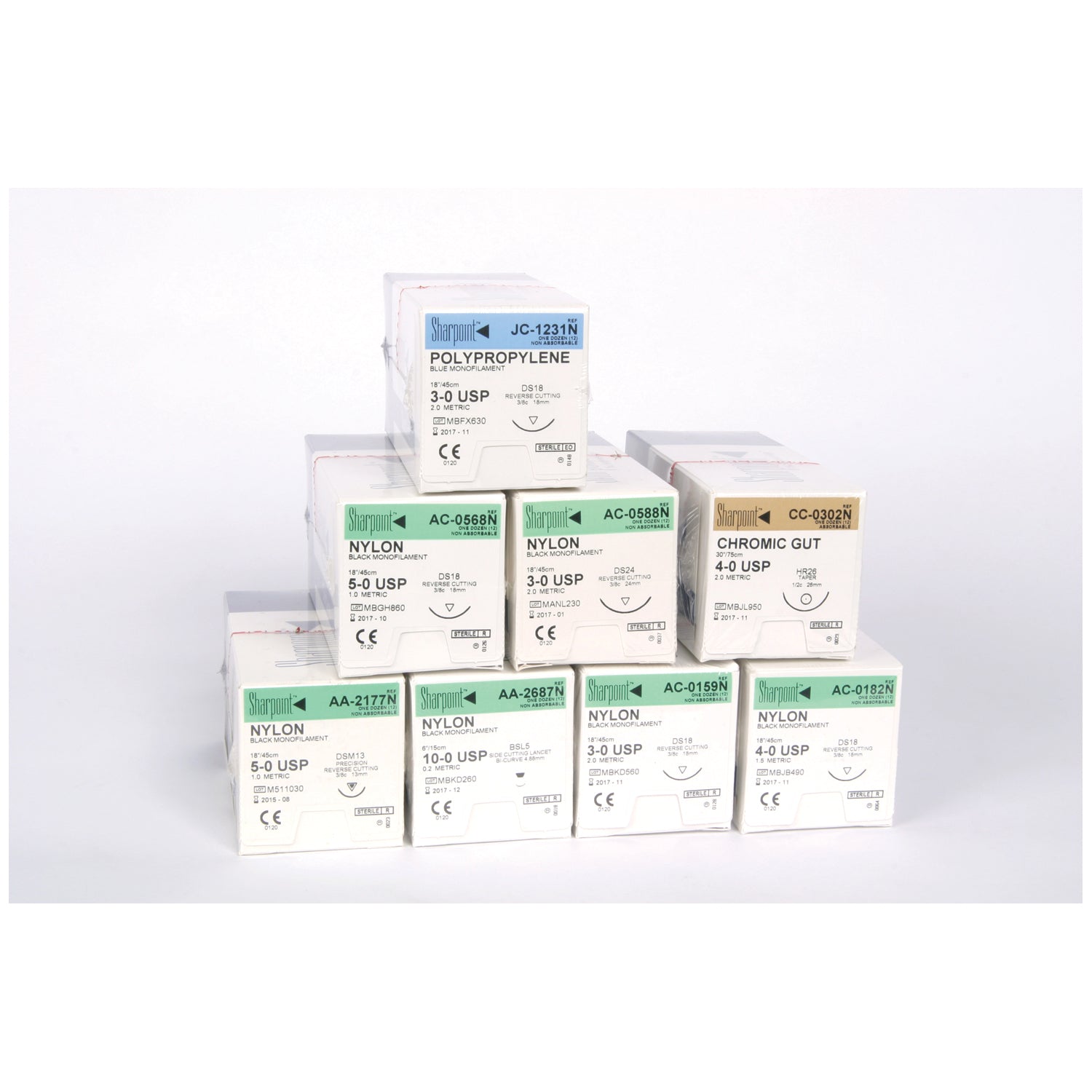 SURGICAL SPECIALTIES LOOK™ OFFICE & PLASTIC SURGERY SUTURES 3/0 Silk Suture, Black Braided, 30"/75cm, C6, 18mm 3/8 Circle, 12/bx