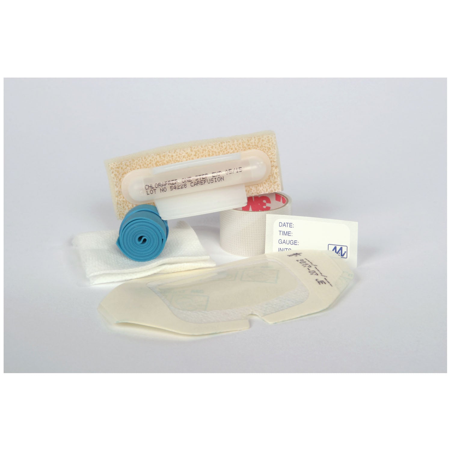 MEDICAL ACTION IV STARTER KIT "IV Kit Includes: IV Change Label, 18\" Transpore™ Tape, Tourniquet, Tegaderm® Notched Dressing, 4-Ply Non-Woven Gauze Sponge & 1.5mL FREPP® Applicator, 100/cs"