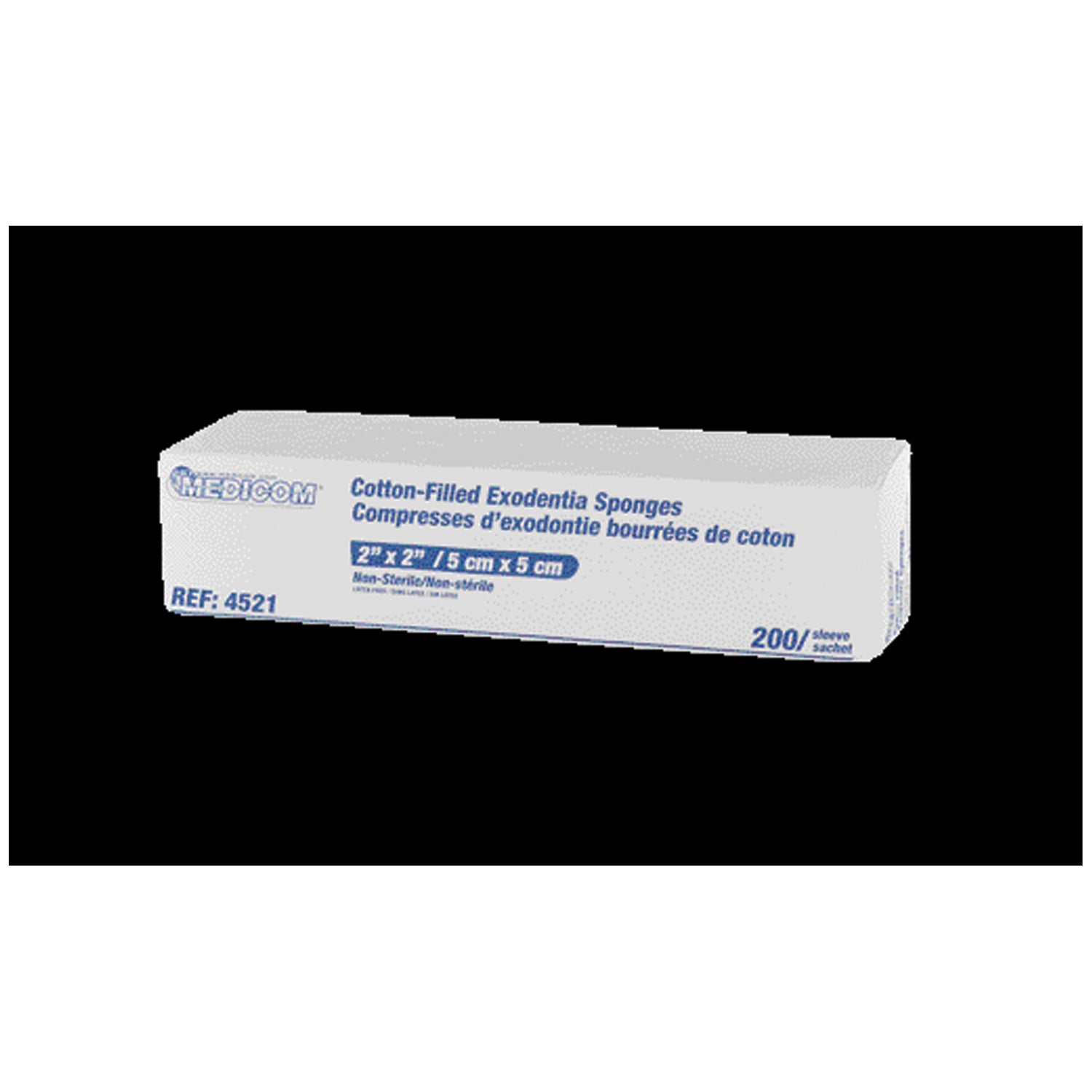 MEDICOM EXODONTIA COTTON-FILLED GAUZE Gauze, 2" x 2", 8-Ply, Non-Sterile, 200/slv, 25slv/cs