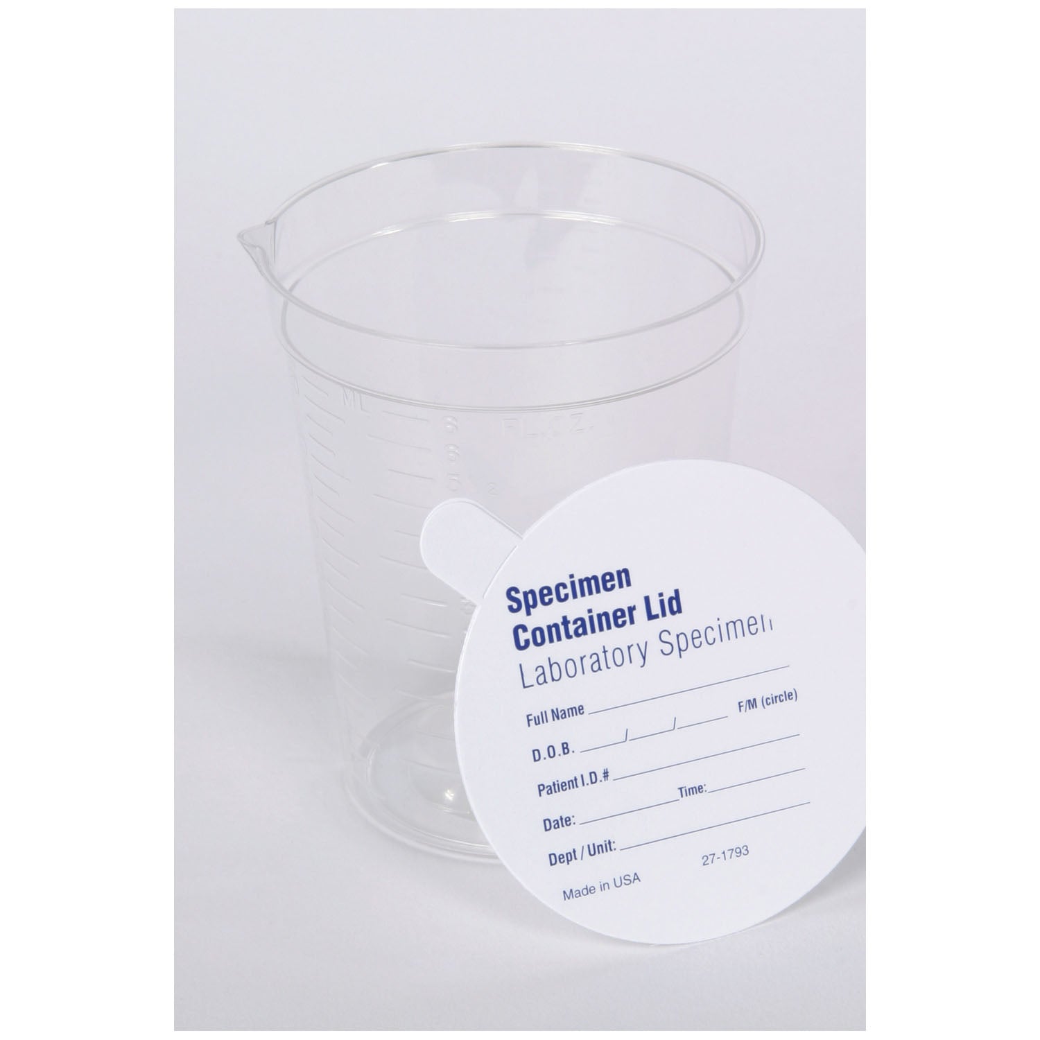 MEDEGEN GENT-L-KARE® NON-STERILE S Specimen Container, Pour Spout, No CID, Polypropylene Latex Free (LF), 25/bg, 20 bg/cs (40 cs/plt)