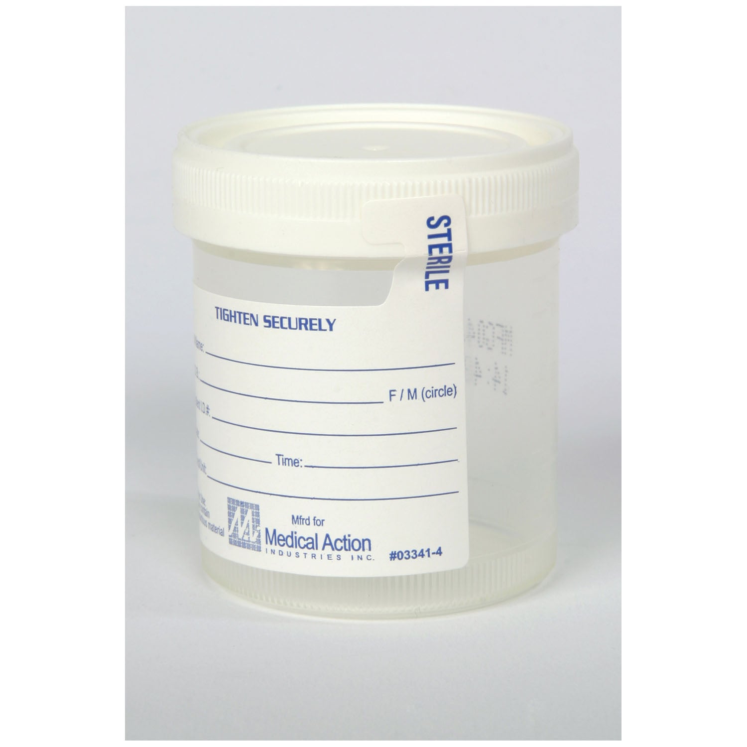MEDEGEN LEAK-RESISTANT STERILE SPECIMEN CONTAINERS Gent-L-Kare® Wide Mouth Specimen Container, 3 oz, Lid, White, Sterility Seal & Label, Graduated In 20, 40, 60, 80 & 90 mL Increments, 100/bg, 4 bg/cs