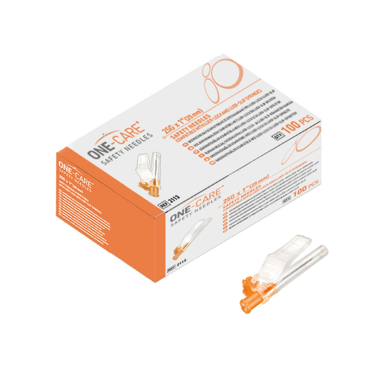 MEDIVENA ONE-CARE® SYRINGE AND Safety Needles, 25Gx1’’ (25mm), 100/bx